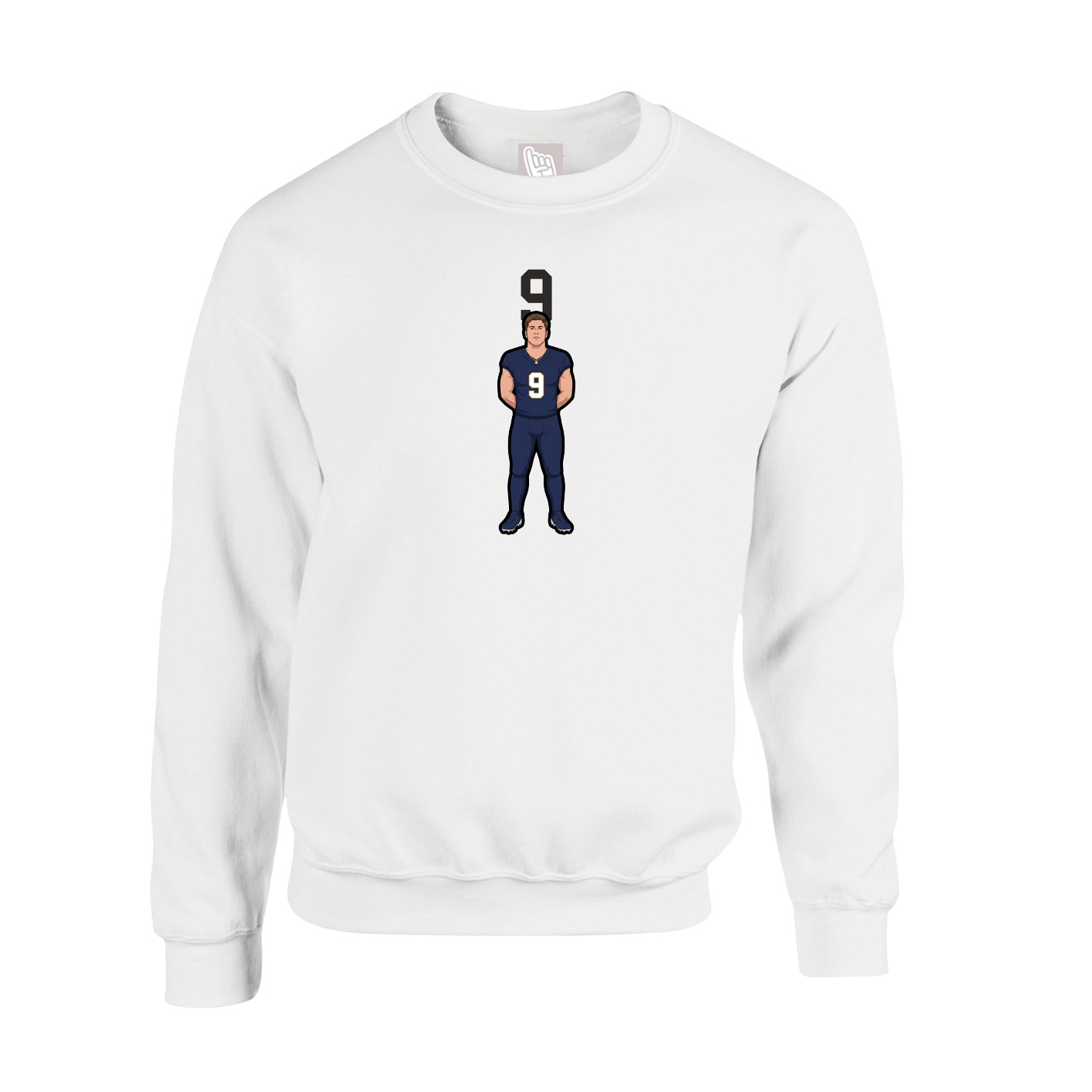 Fleece Crew — Number Top in White