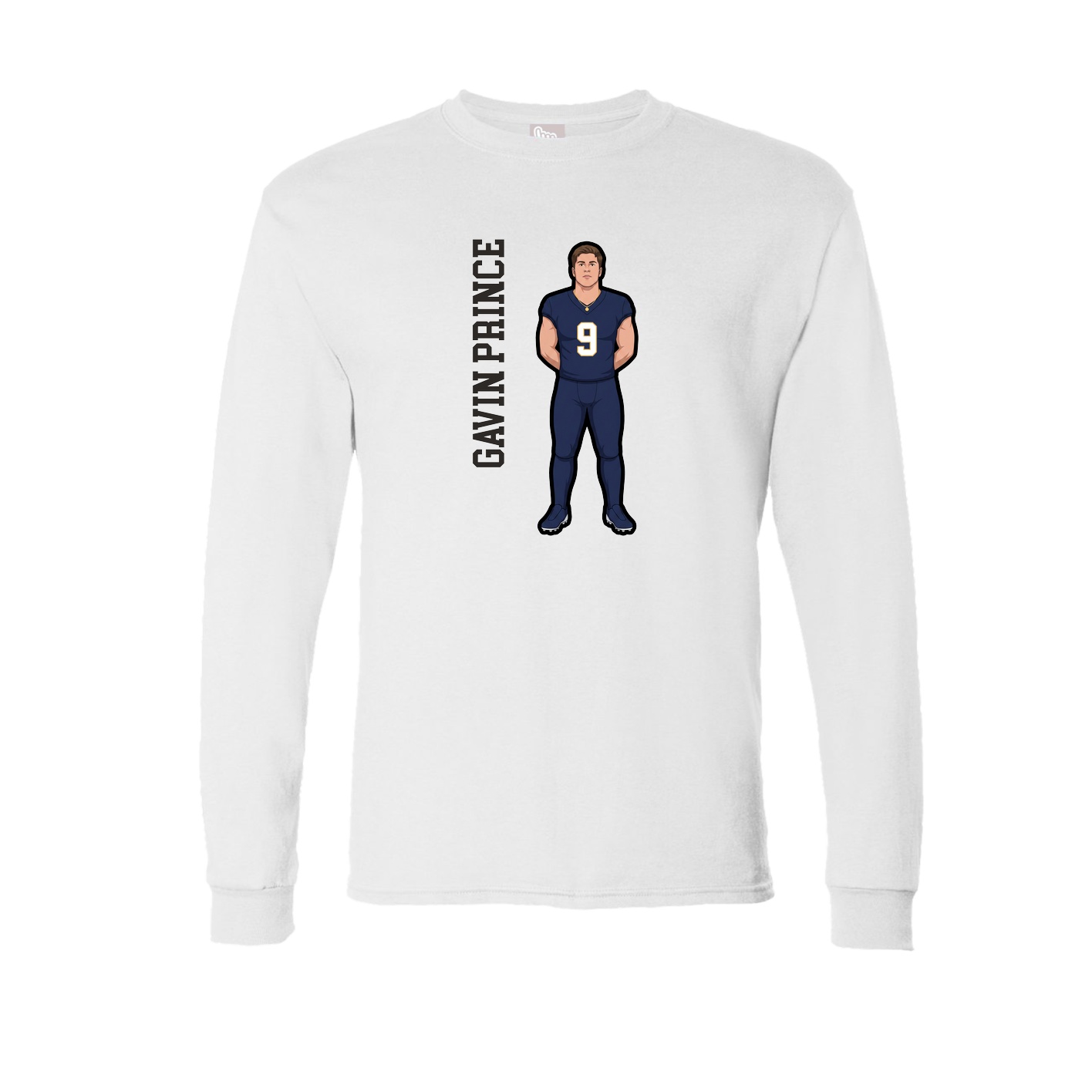 Long Sleeve Tee — Name Vertical in White
