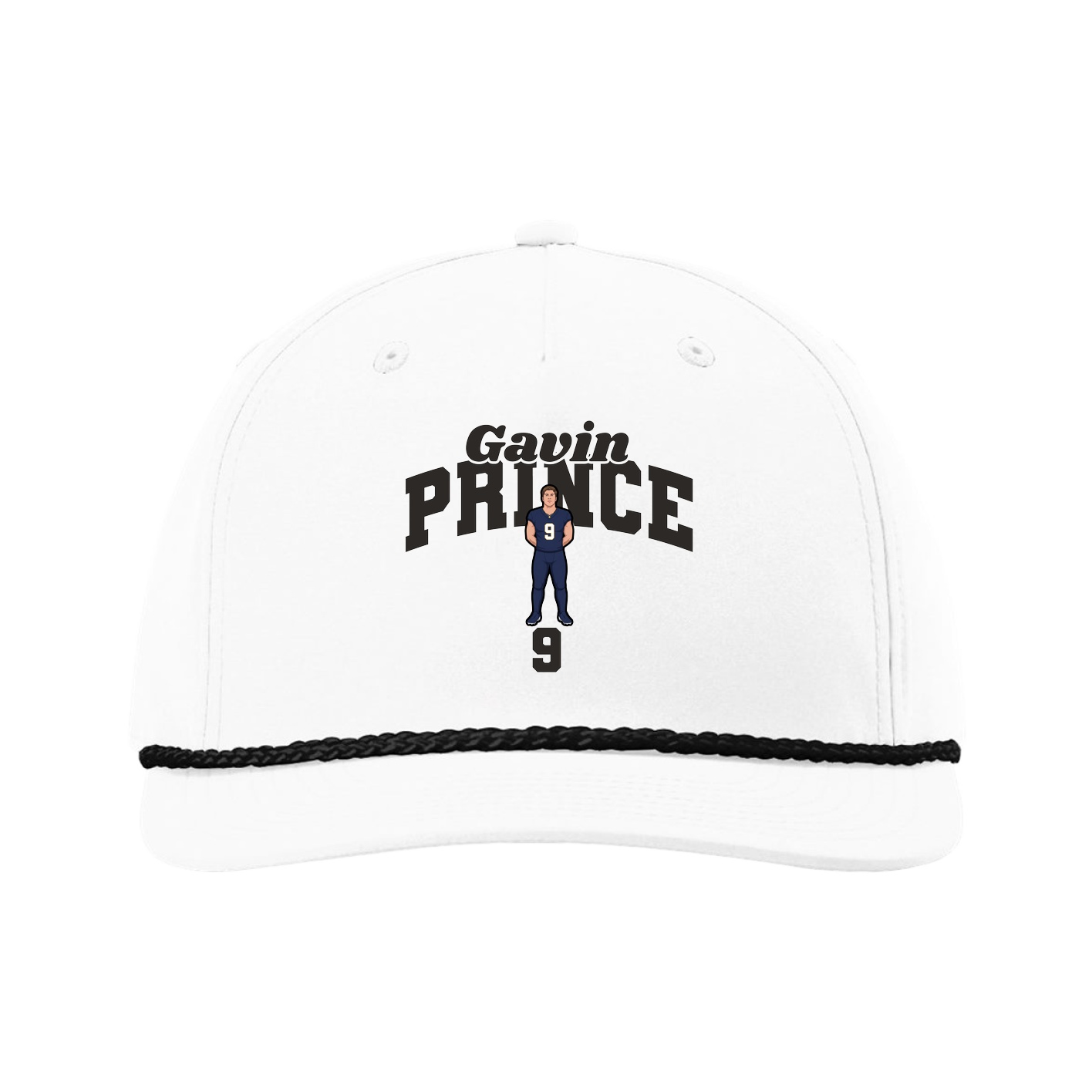 Five-Panel Classic Rope Cap — Signature Arch in White