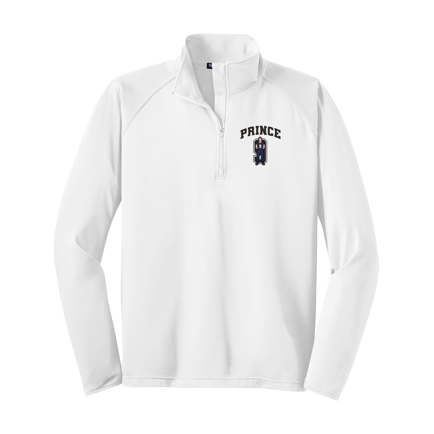 Q-Zip Pullover — Number in White