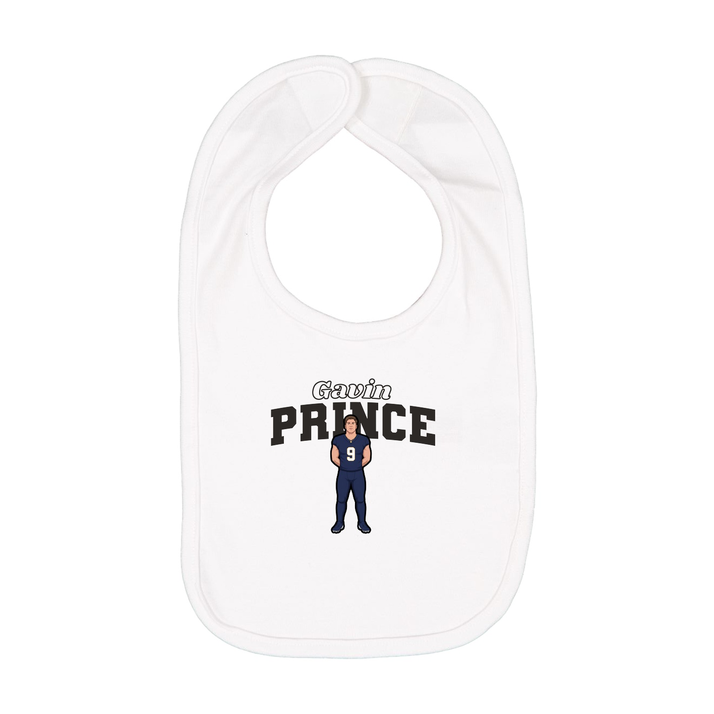 Infant Bib — Name Arch in White