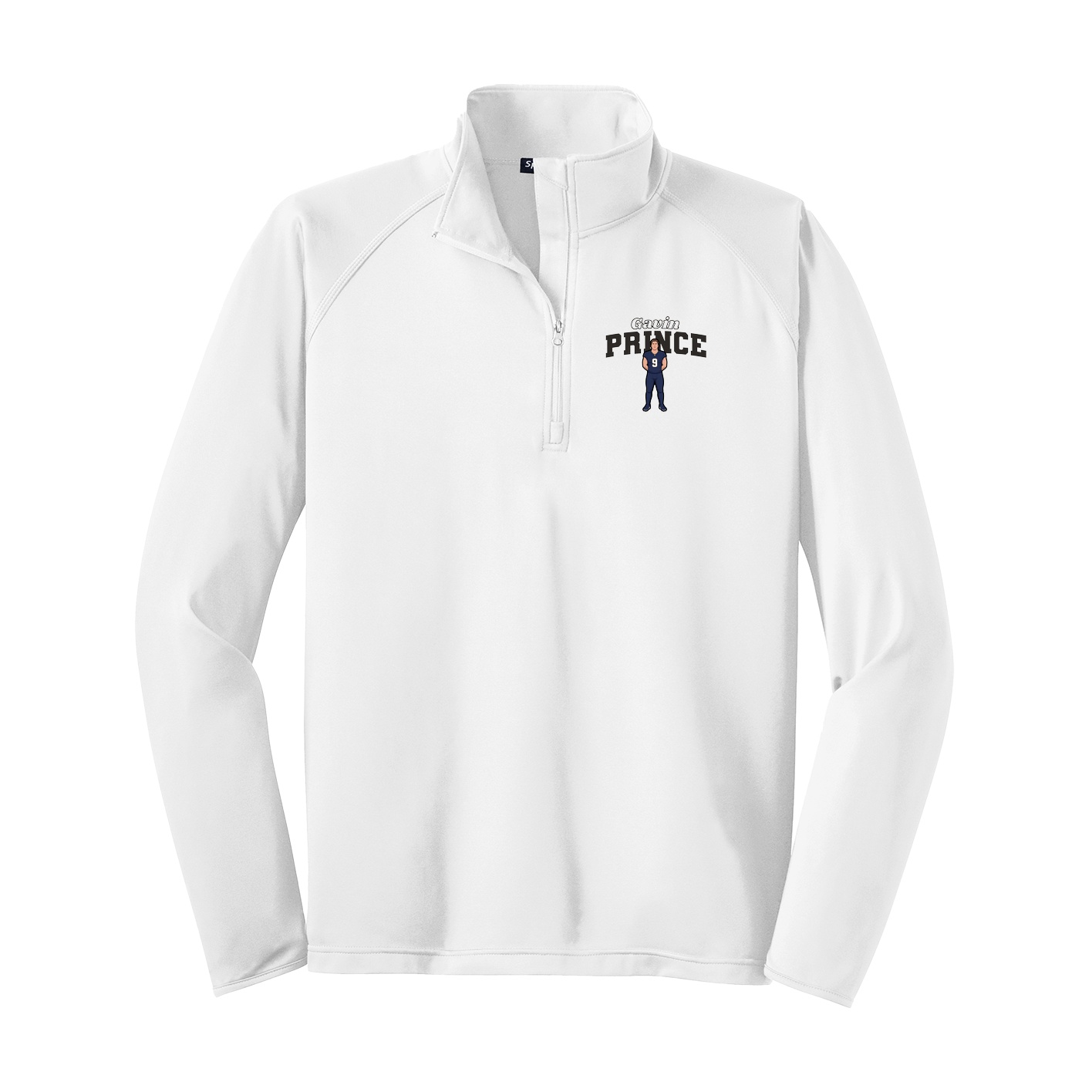 Q-Zip Pullover — Name Arch in White