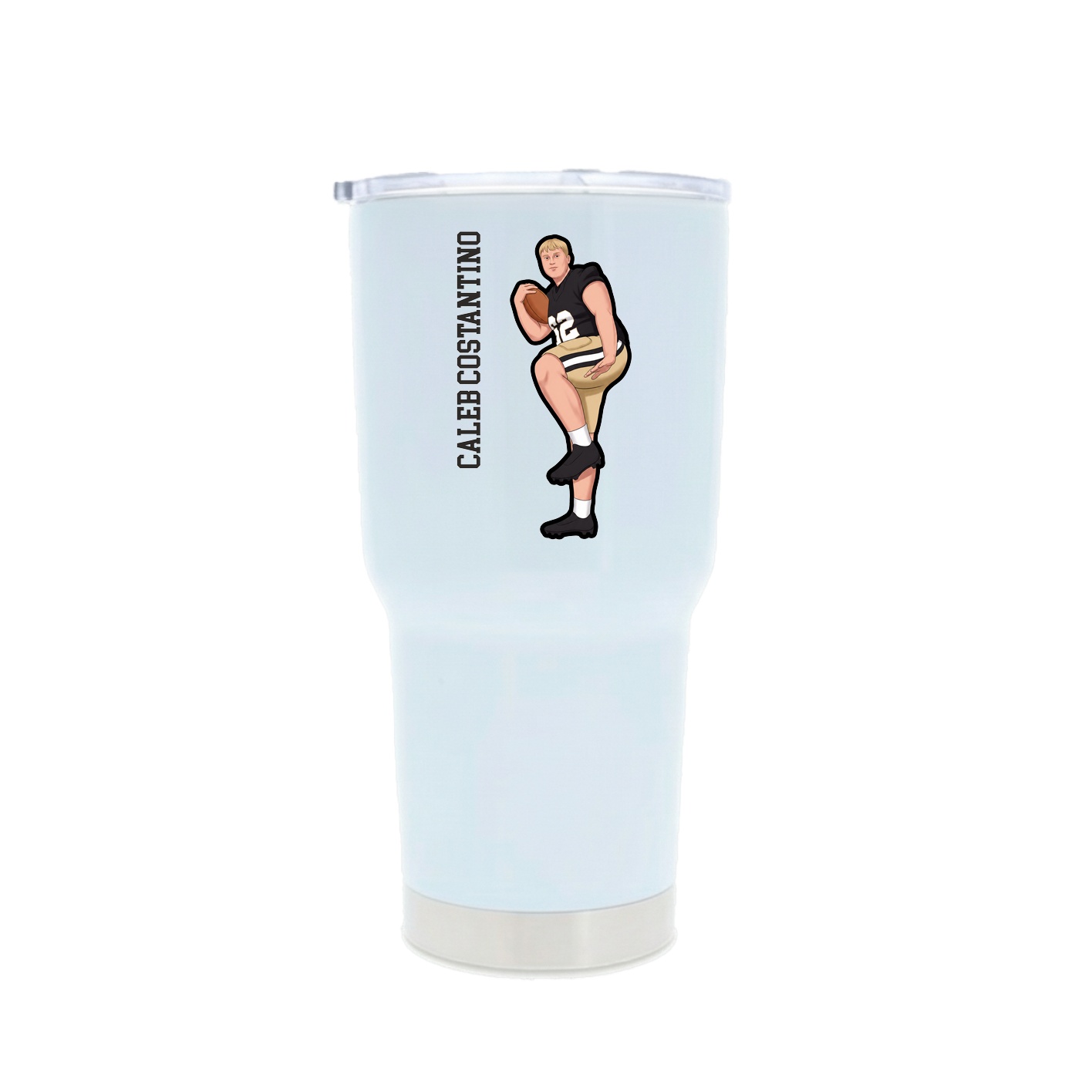 30oz Stainless Steel Tumbler — Name Vertical in White