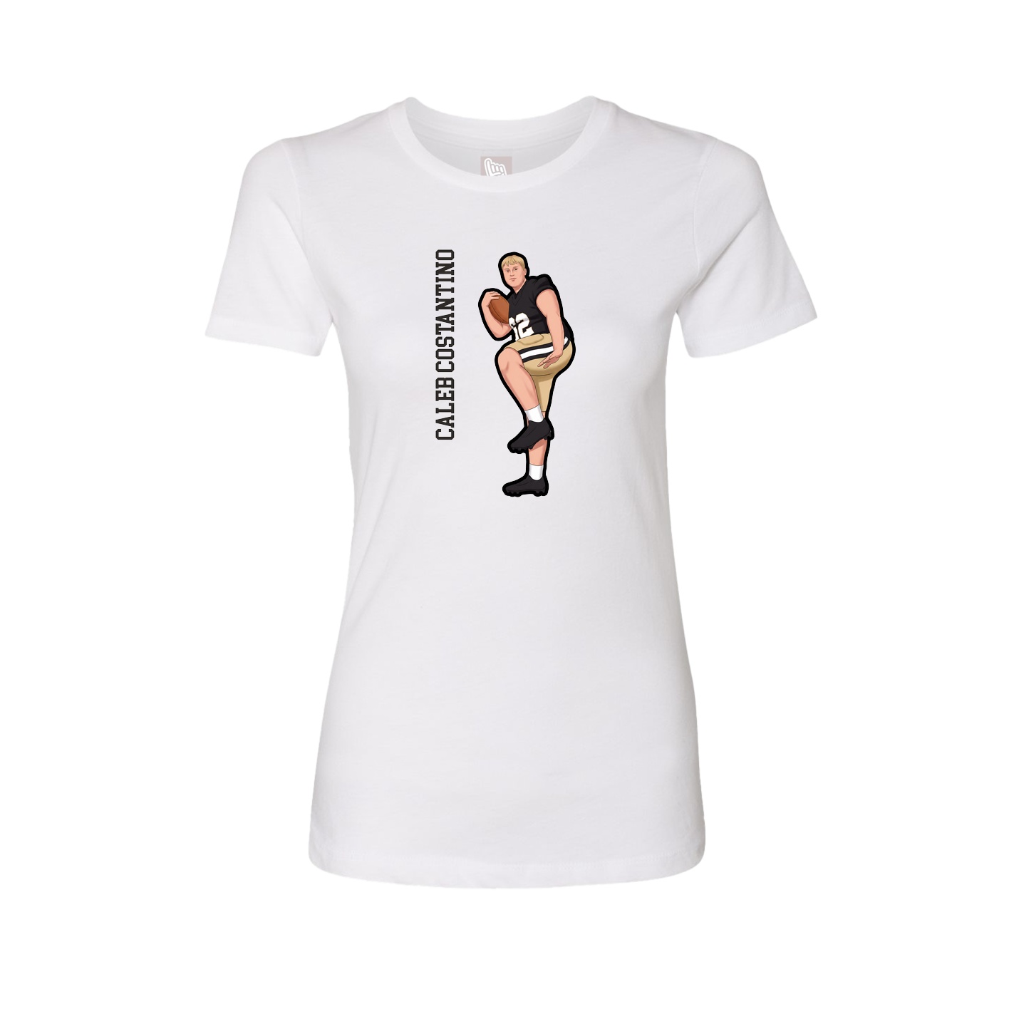 Fitted Women's Tee — Name Vertical in White
