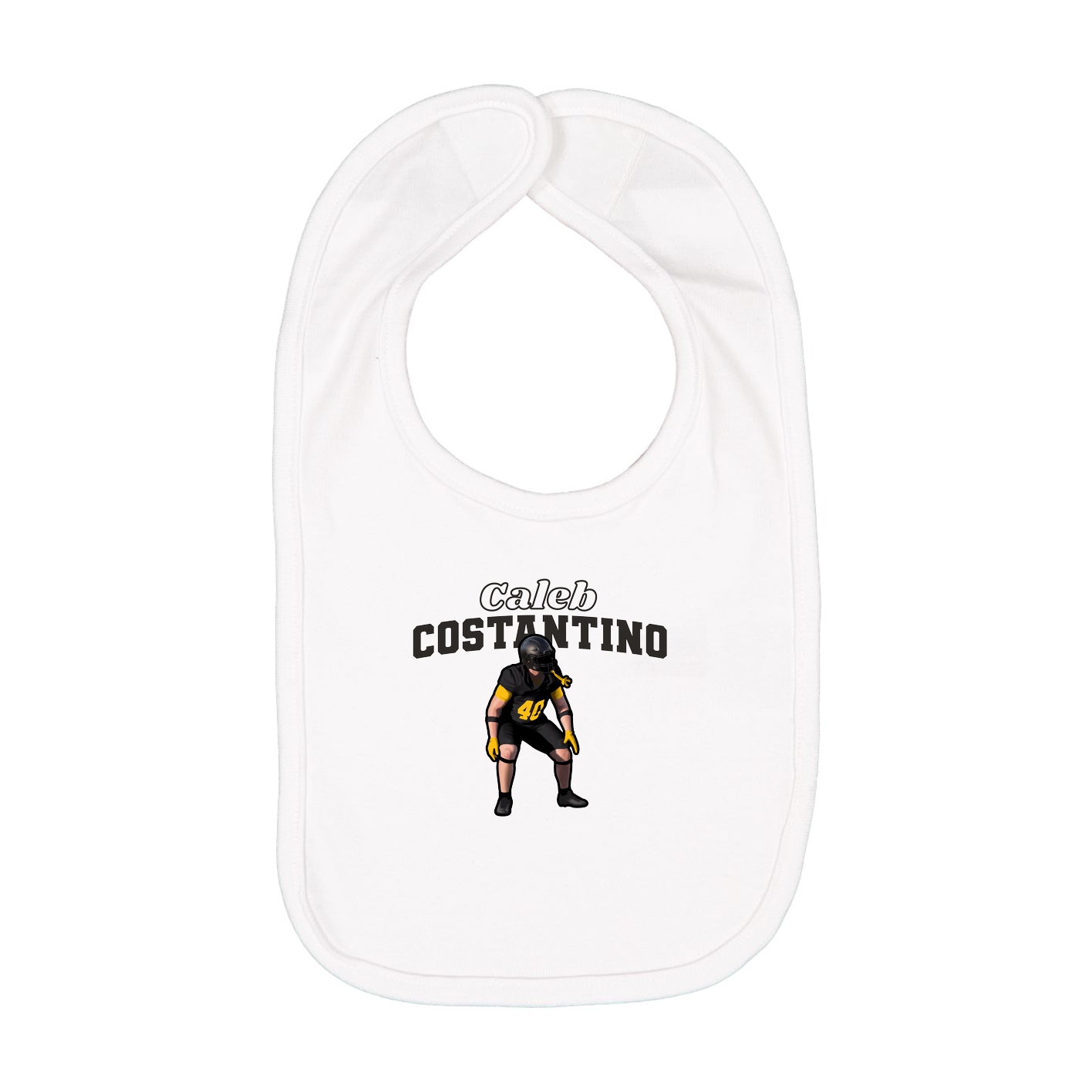Infant Bib — Name Arch in White