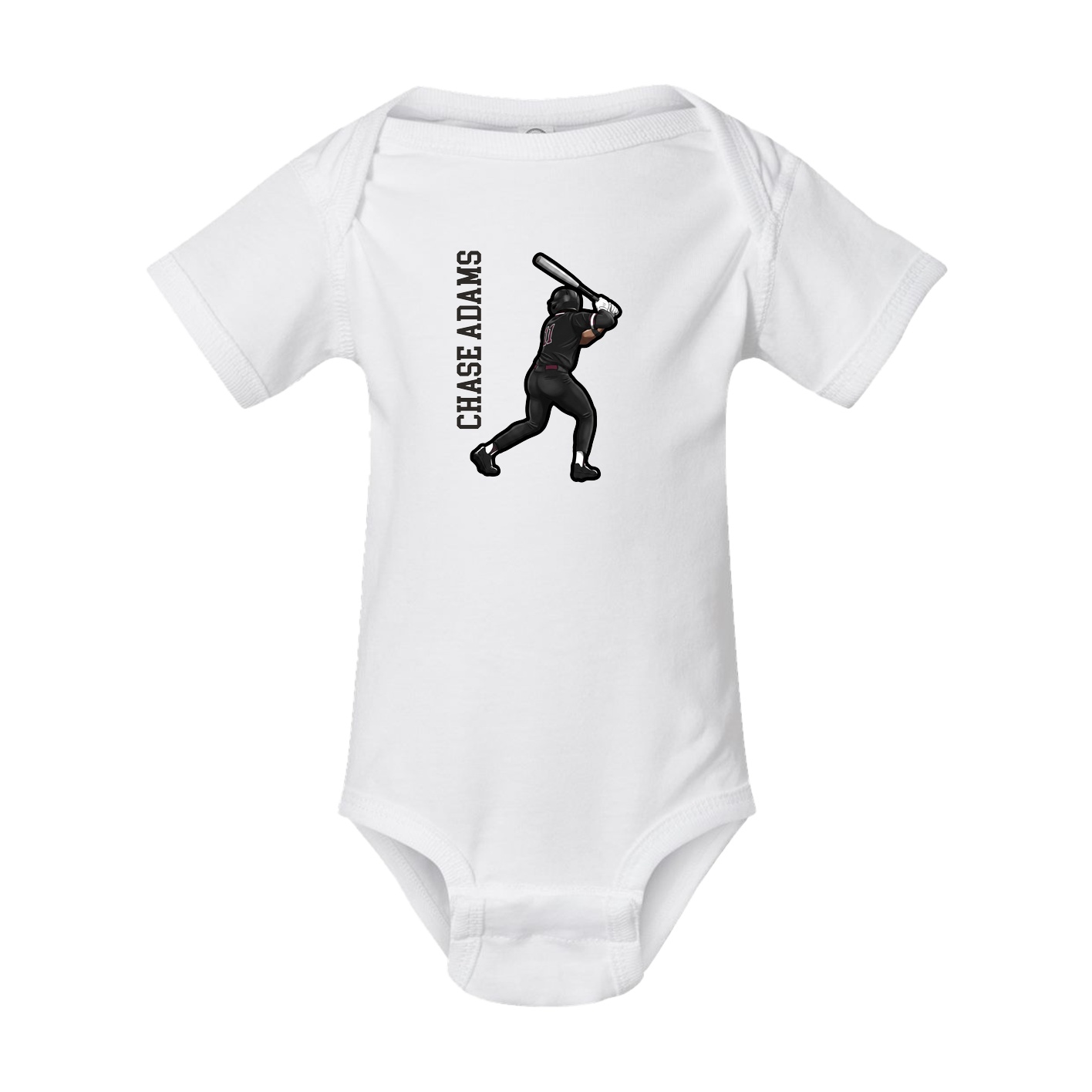 Baby Onesie — Name Vertical in White