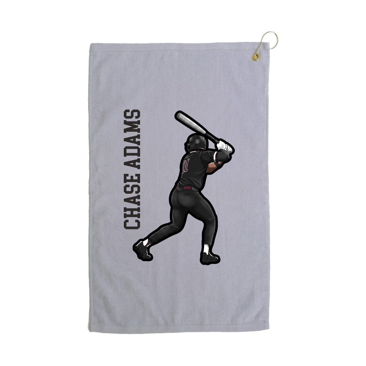 Golf Towel — Name Vertical in Grey