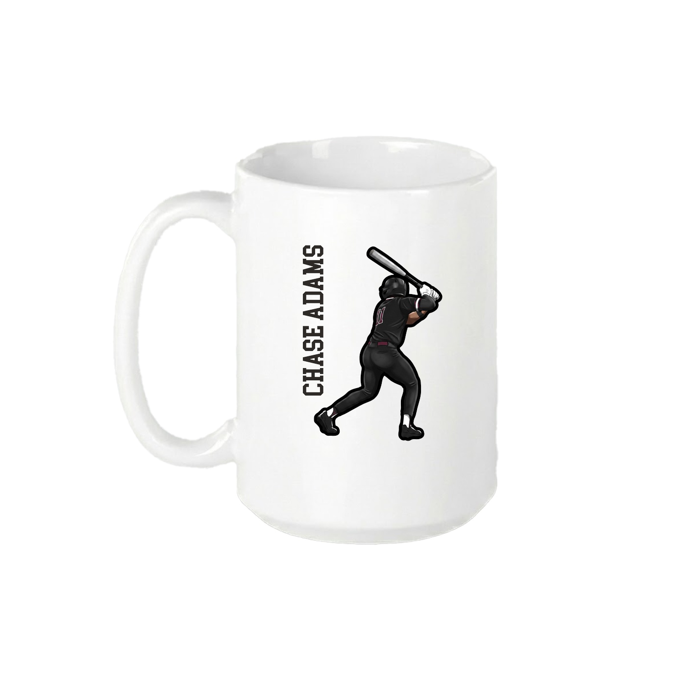 15oz Coffee Mug — Name Vertical in White