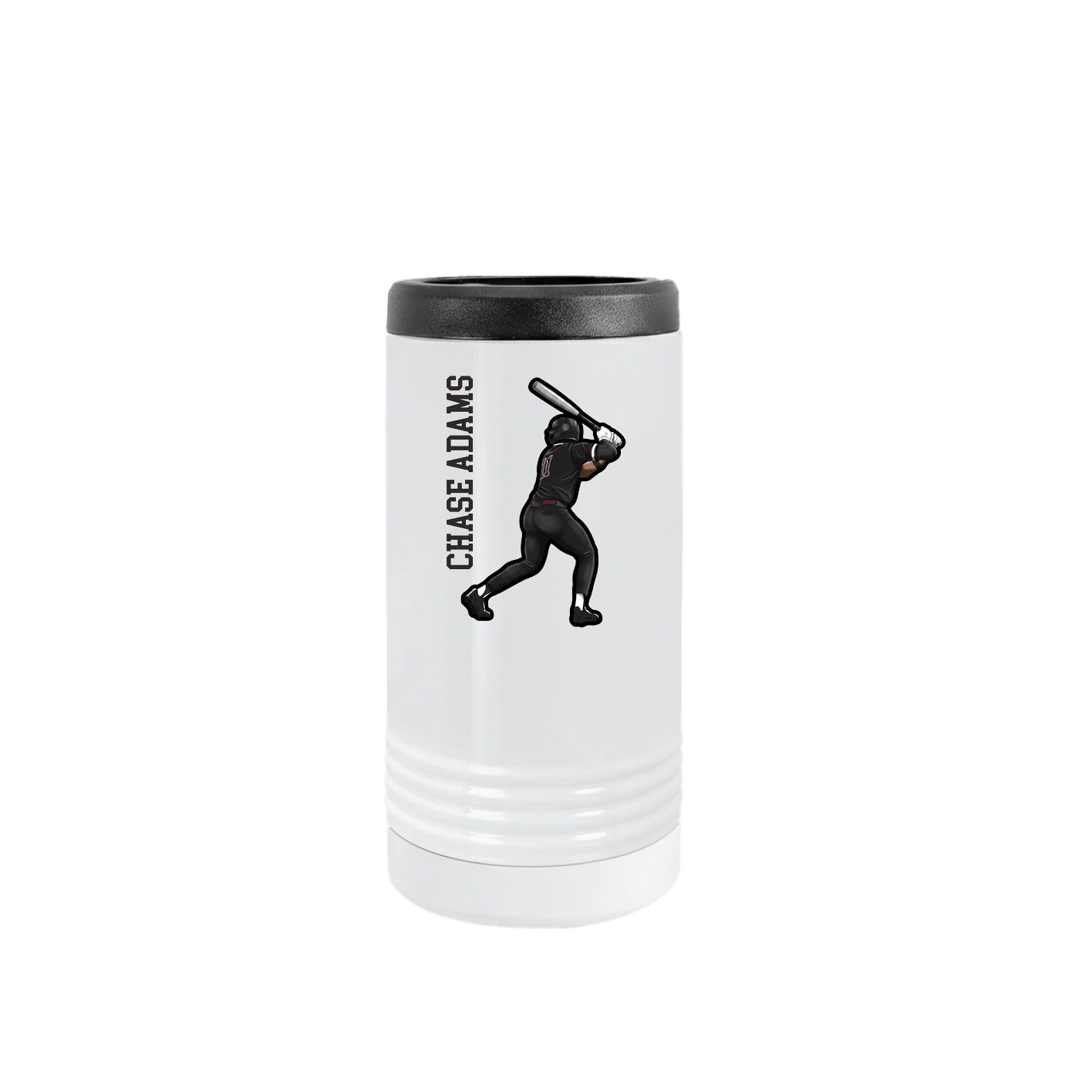 Slim Beverage Holder — Name Vertical in White