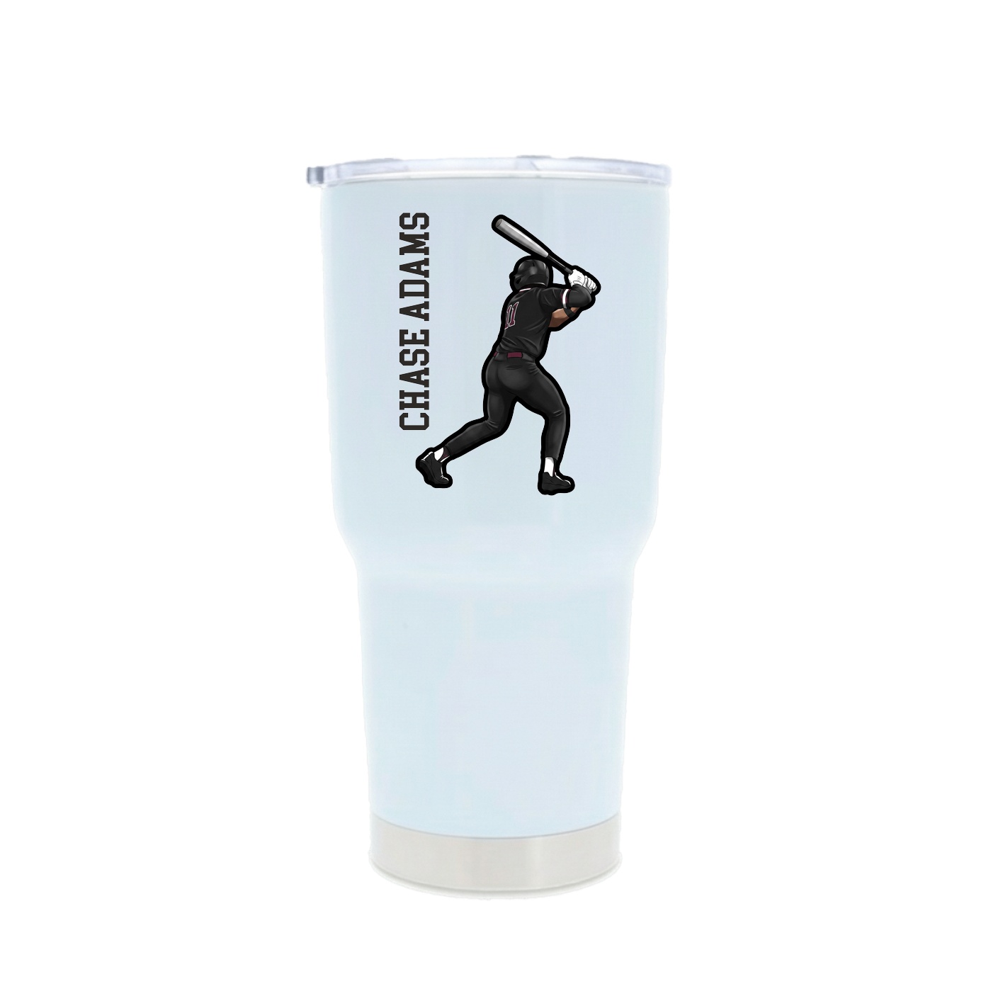 30oz Stainless Steel Tumbler — Name Vertical in White