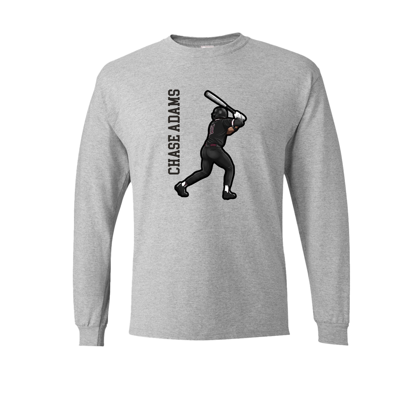 Long Sleeve Tee — Name Vertical in Grey
