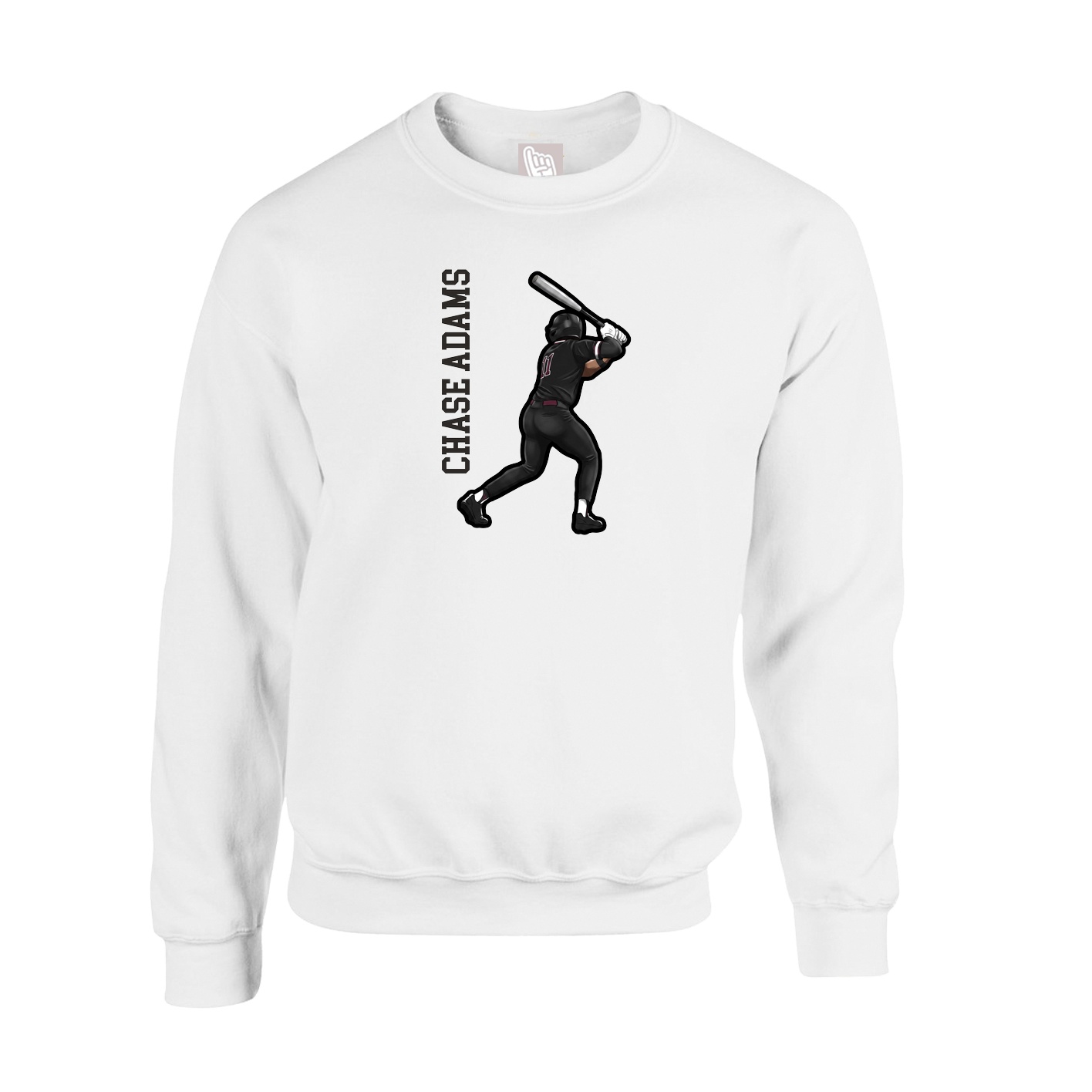 Fleece Crew — Name Vertical in White