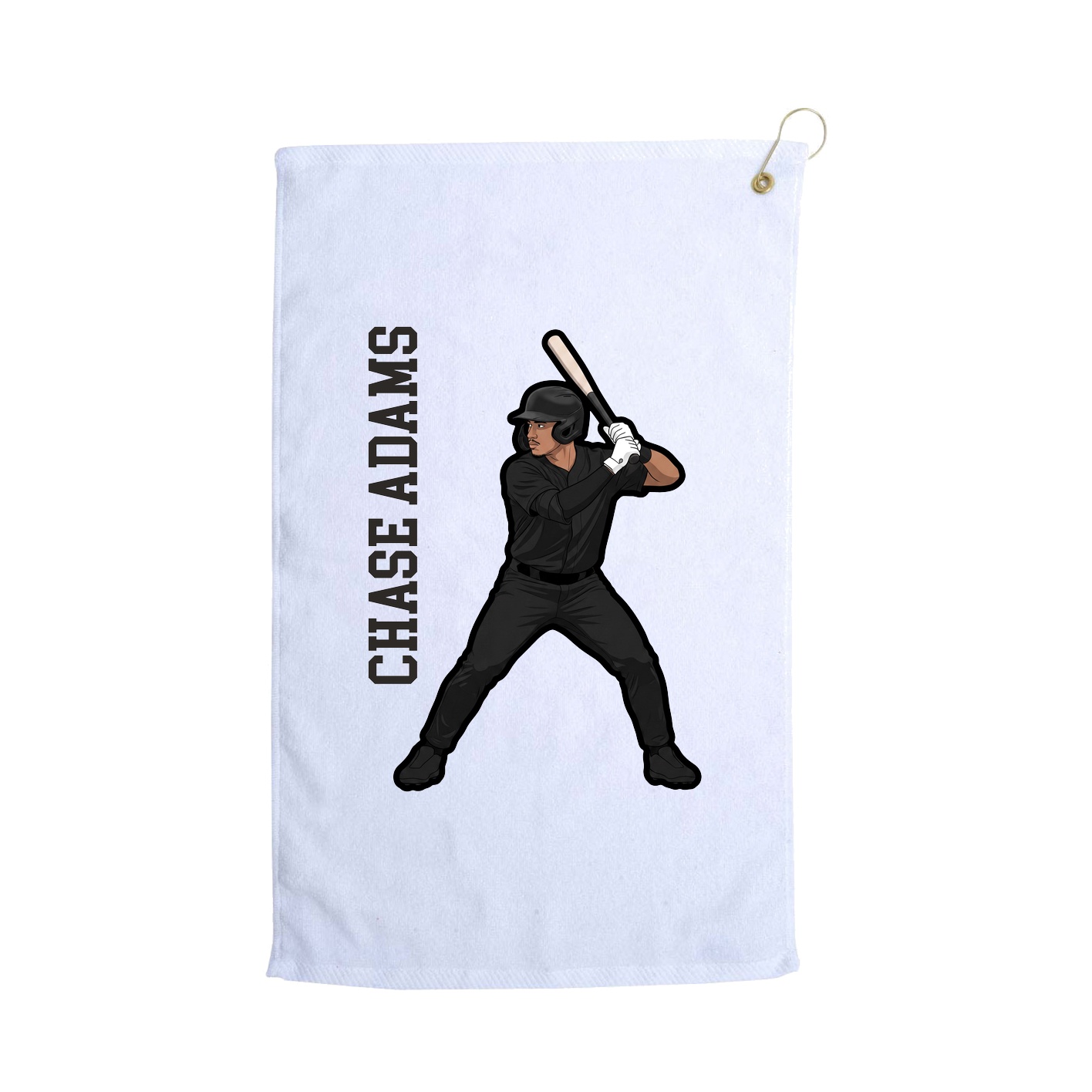 Golf Towel — Name Vertical in White