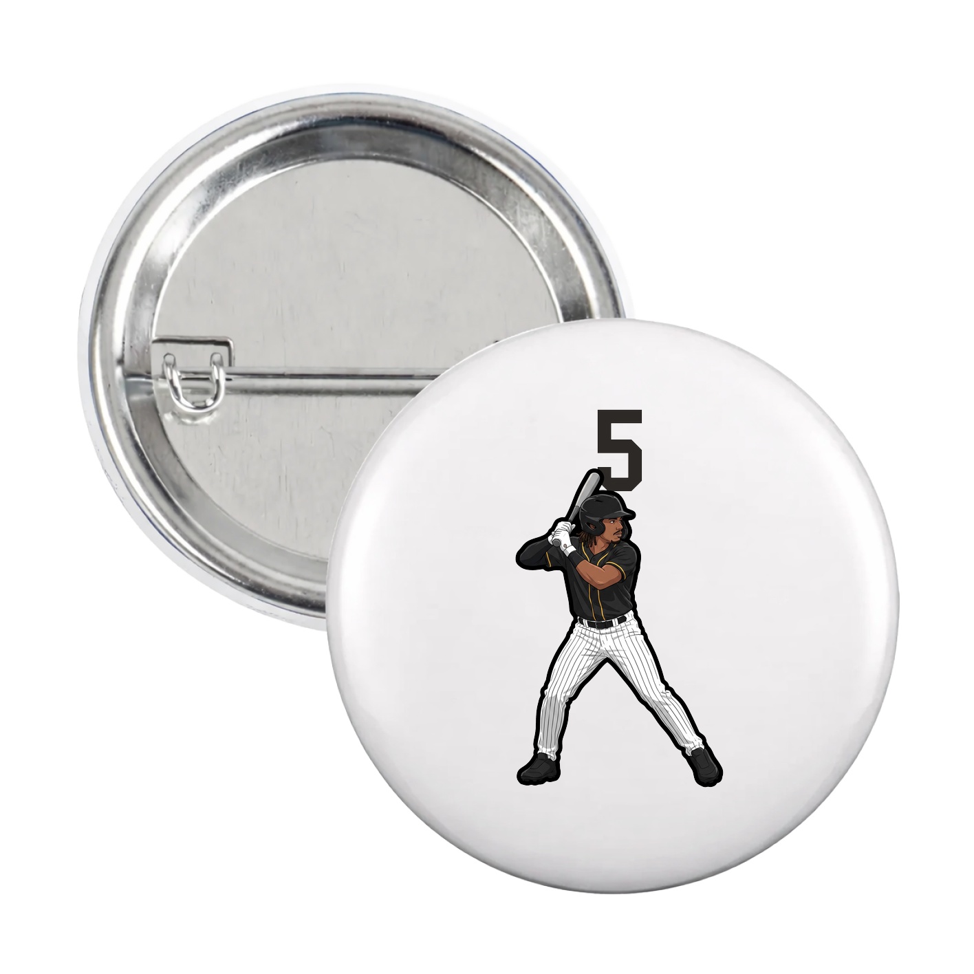 Game Day Button — Number Top in White