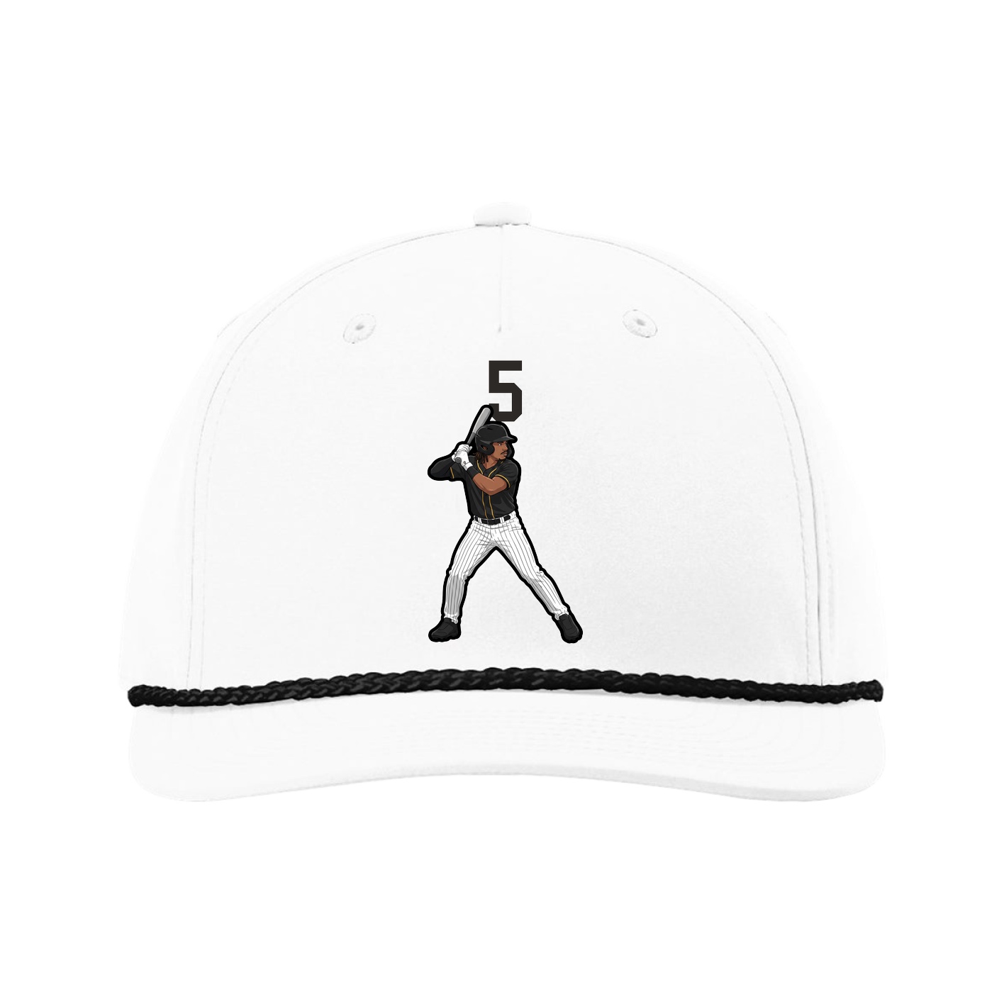 Five-Panel Classic Rope Cap — Number Top in White