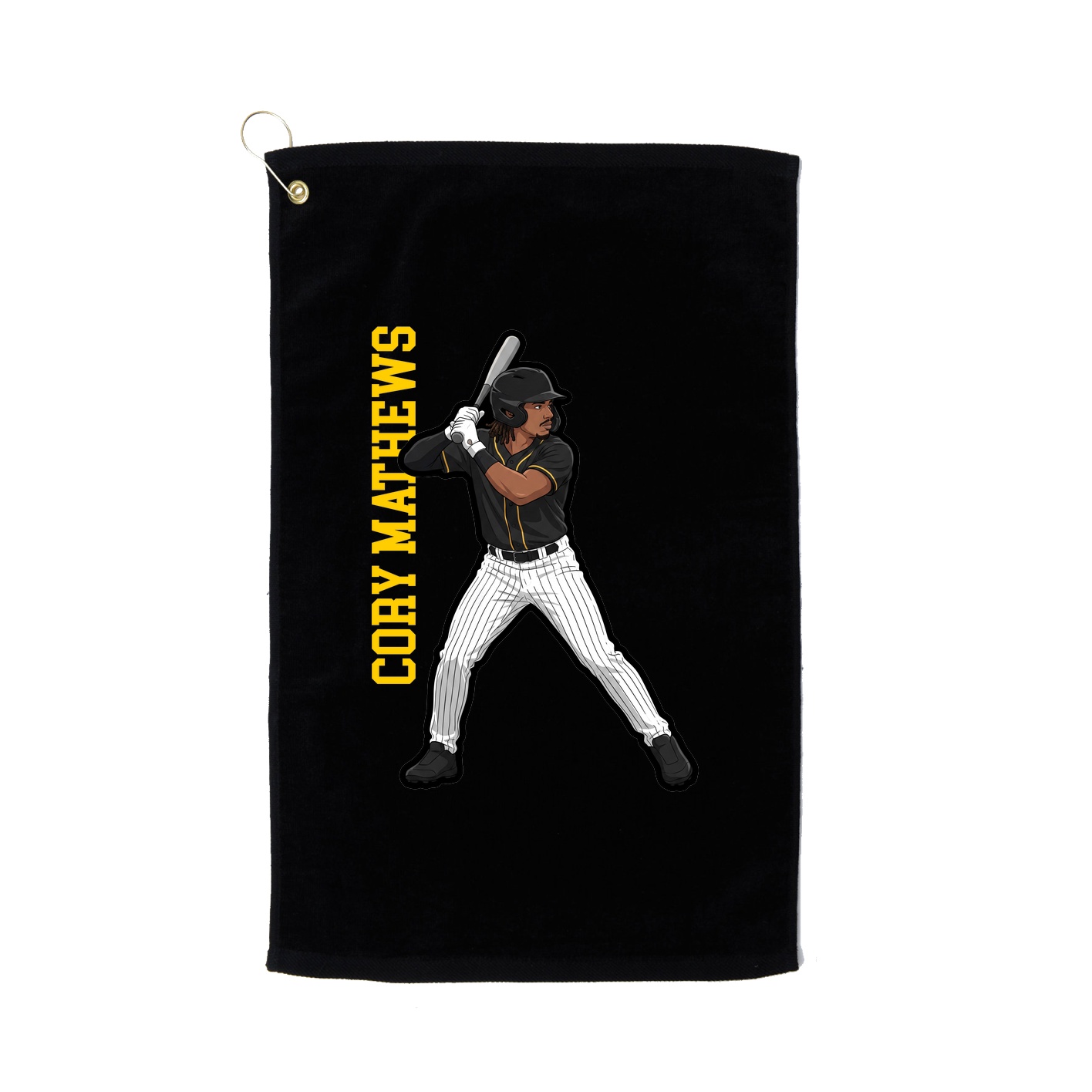 Golf Towel — Name Vertical in Black