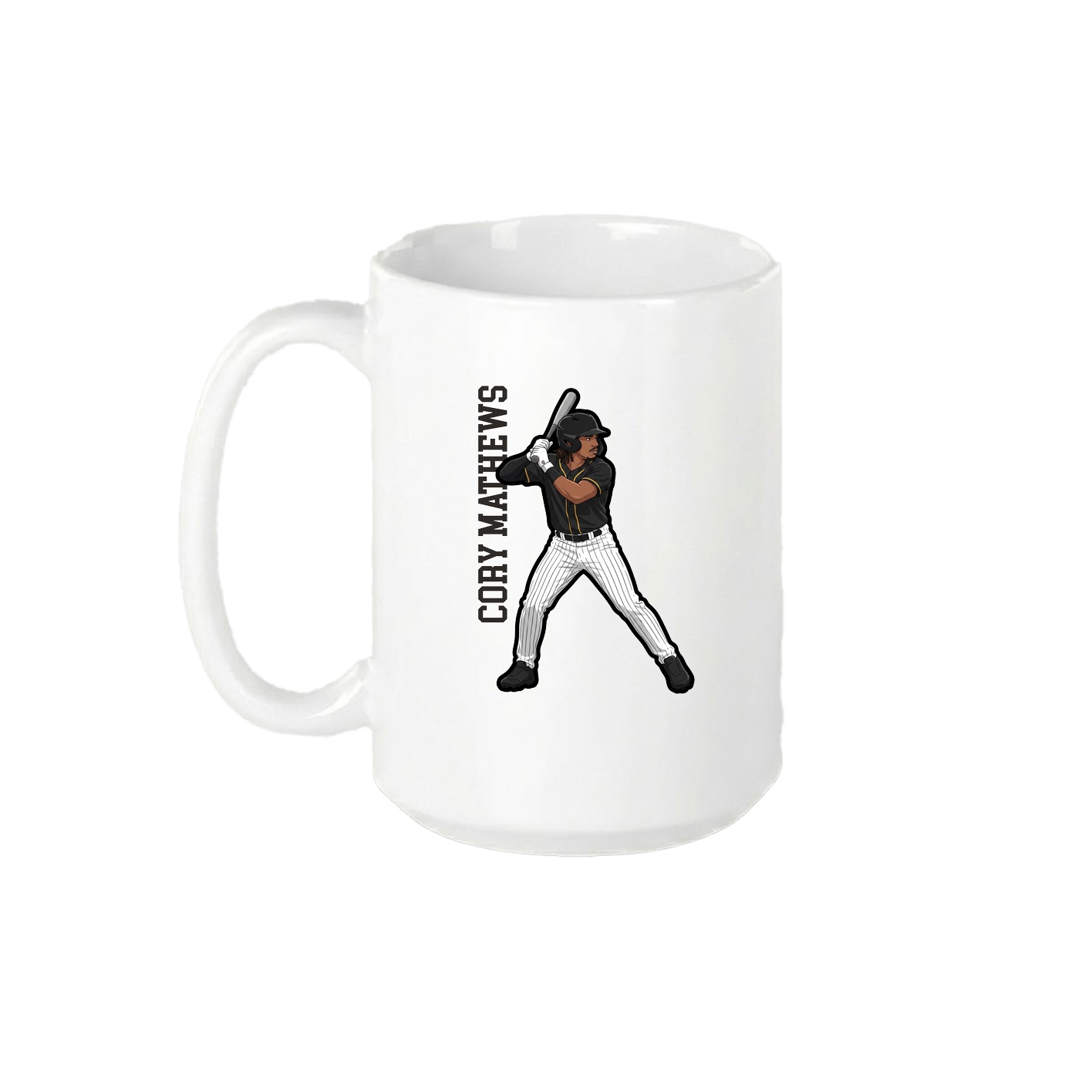 15oz Coffee Mug — Name Vertical in White