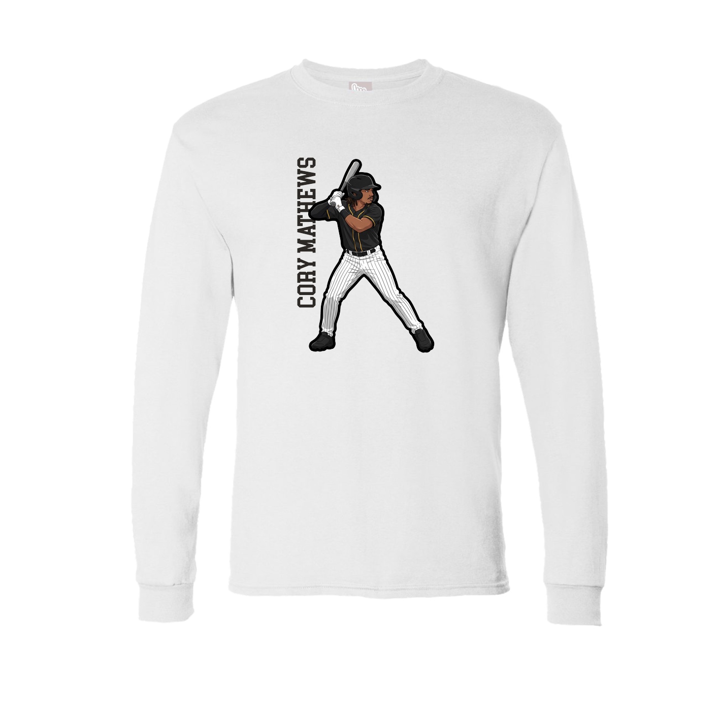 Long Sleeve Tee — Name Vertical in White