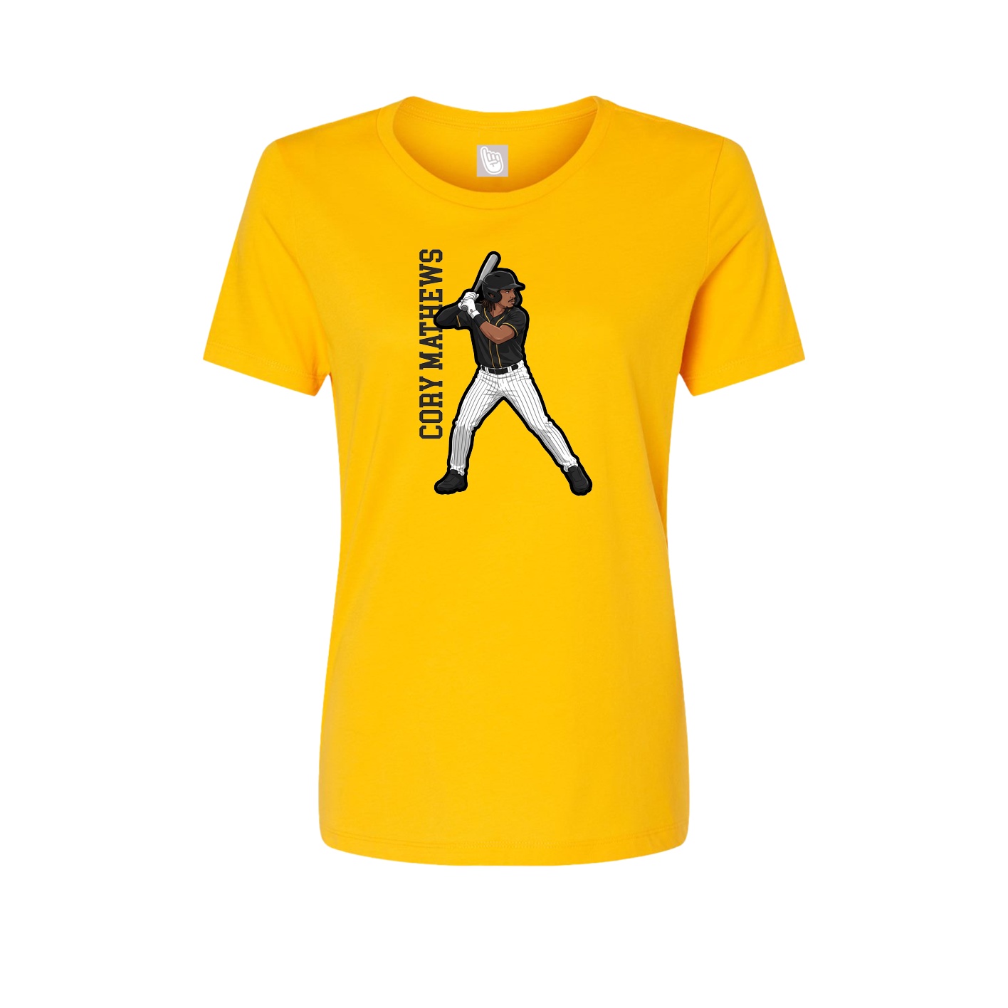 Fitted Women's Tee — Name Vertical in Gold