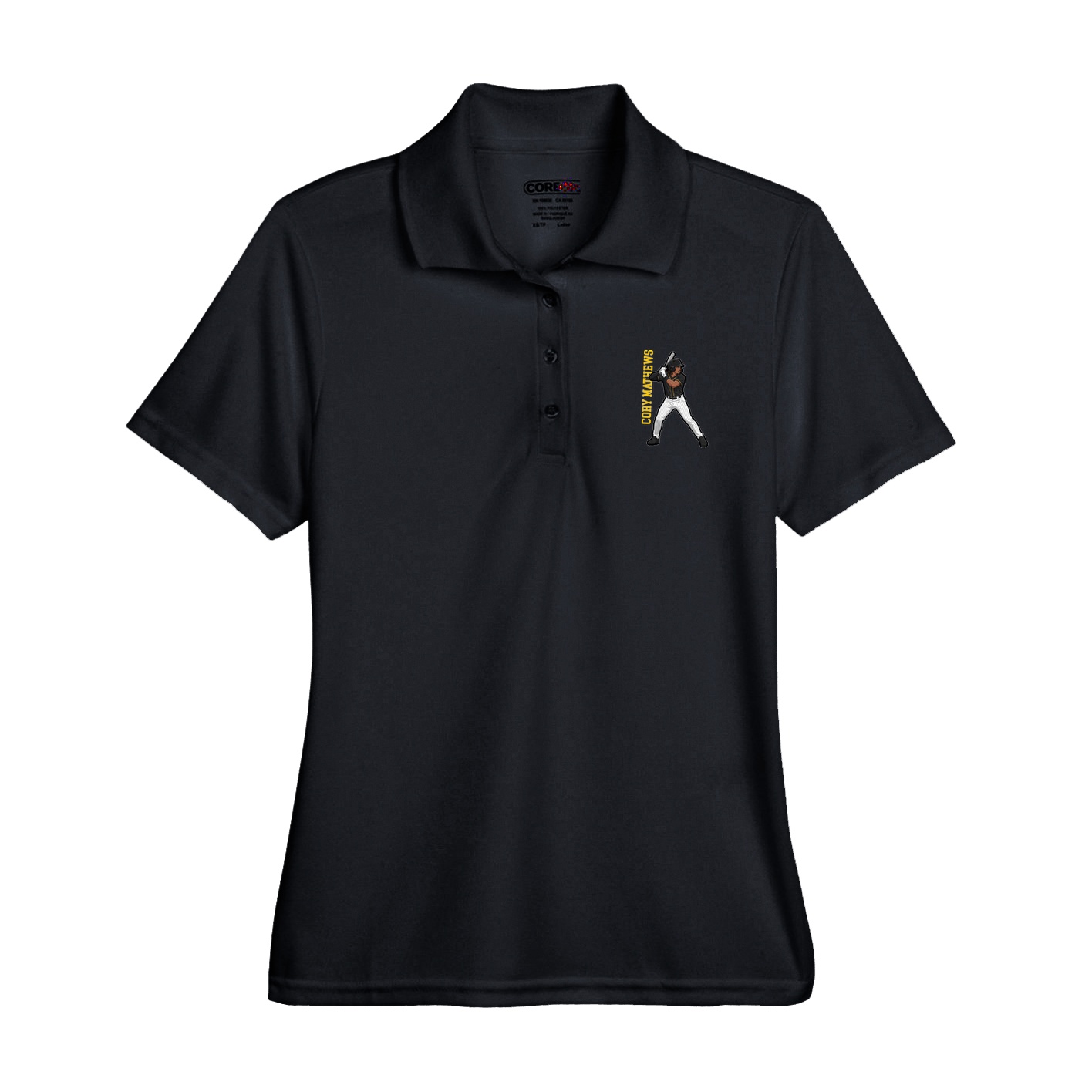 Womens Performance Polo — Name Vertical in Black