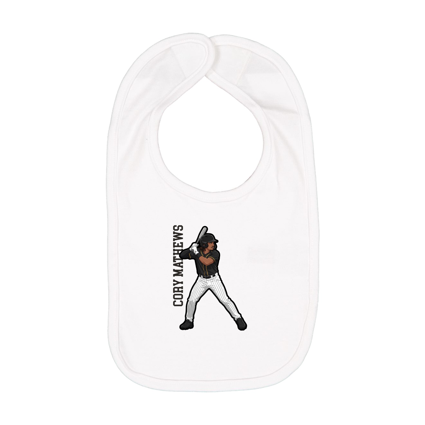 Infant Bib — Name Vertical in White