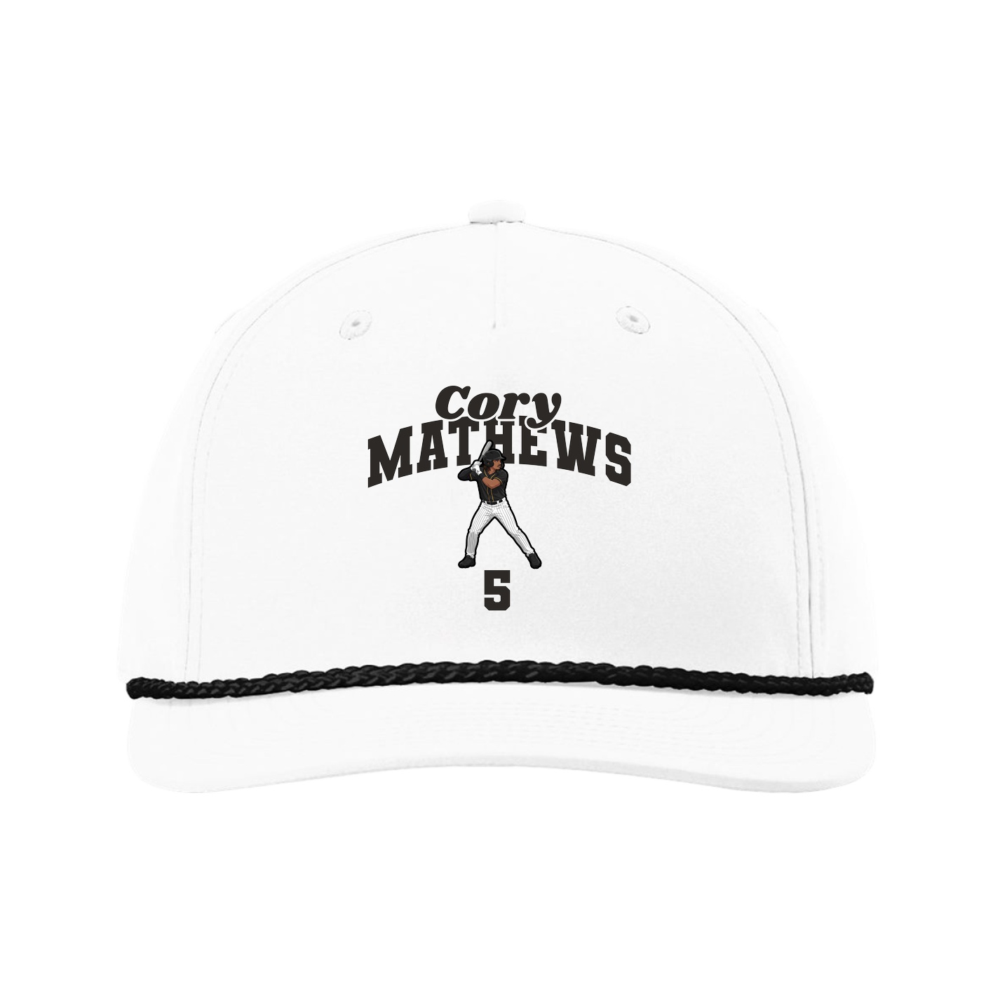 Five-Panel Classic Rope Cap — Signature Arch in White