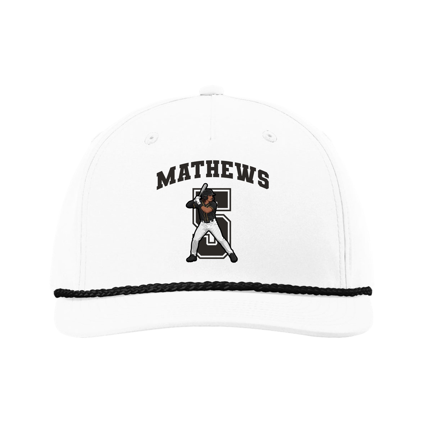 Five-Panel Classic Rope Cap — Number in White