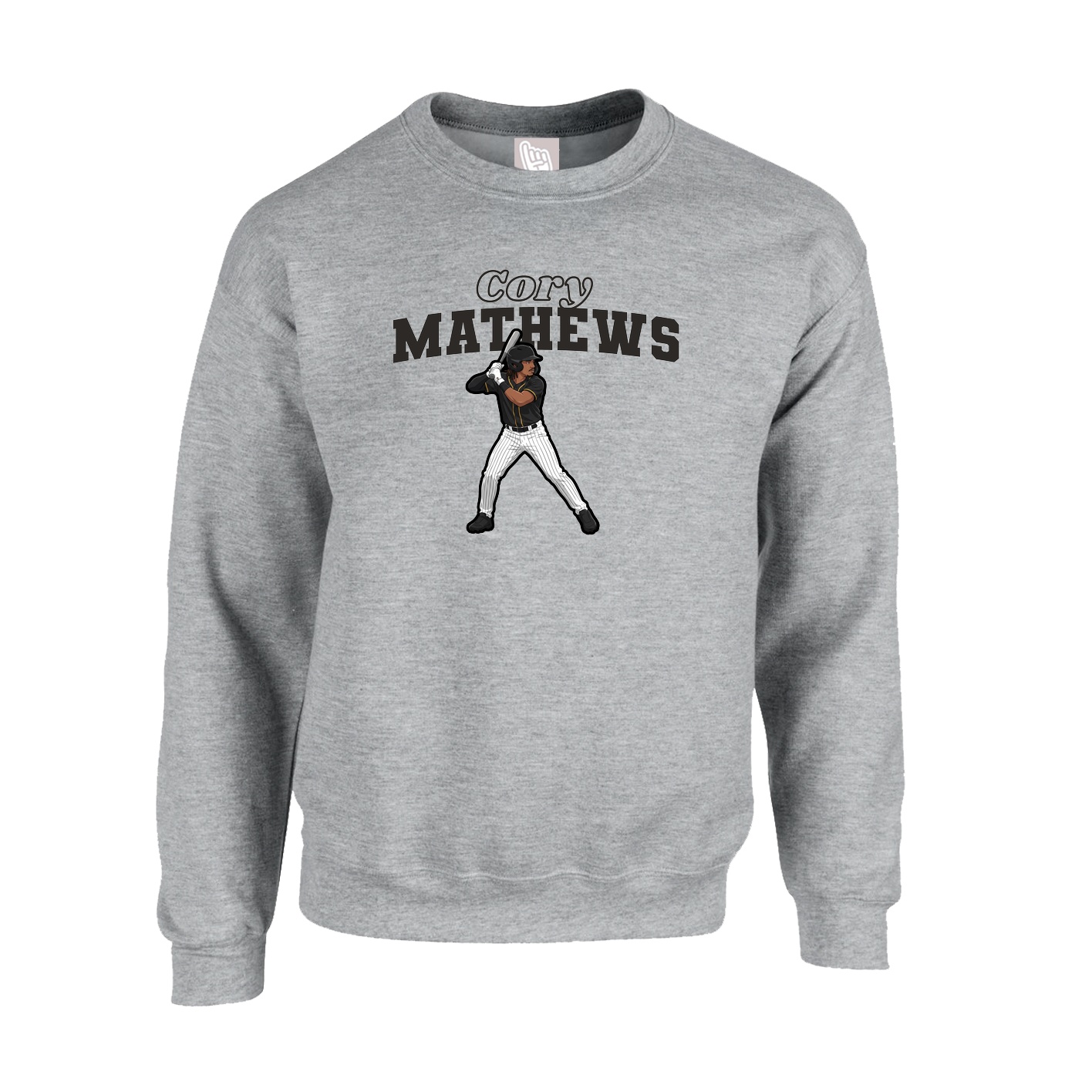 Fleece Crew — Name Arch in Grey
