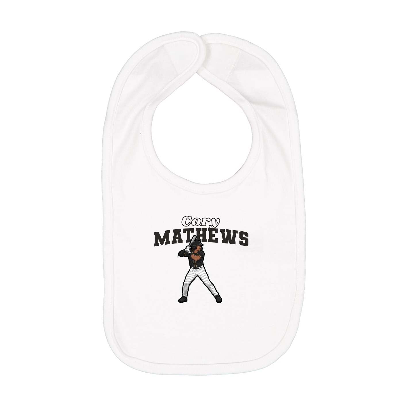 Infant Bib — Name Arch in White