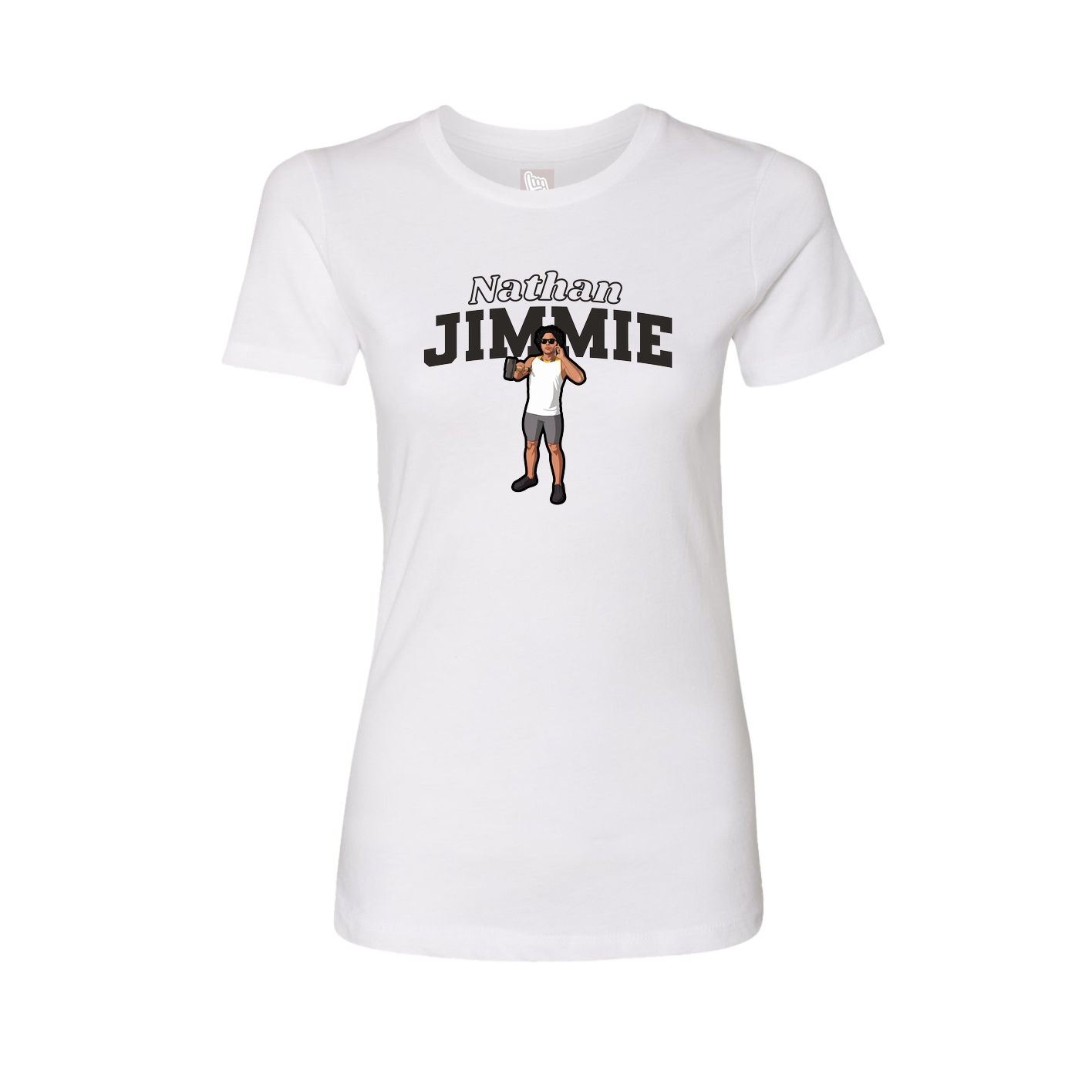 Fitted Women's Tee — Name Arch in White