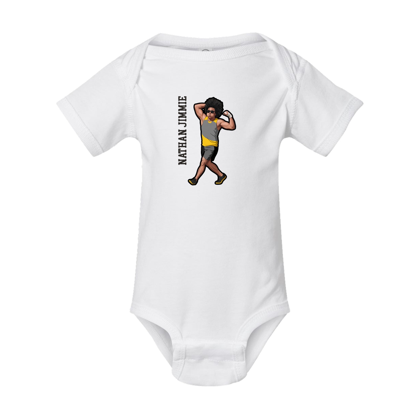 Baby Onesie — Name Vertical in White