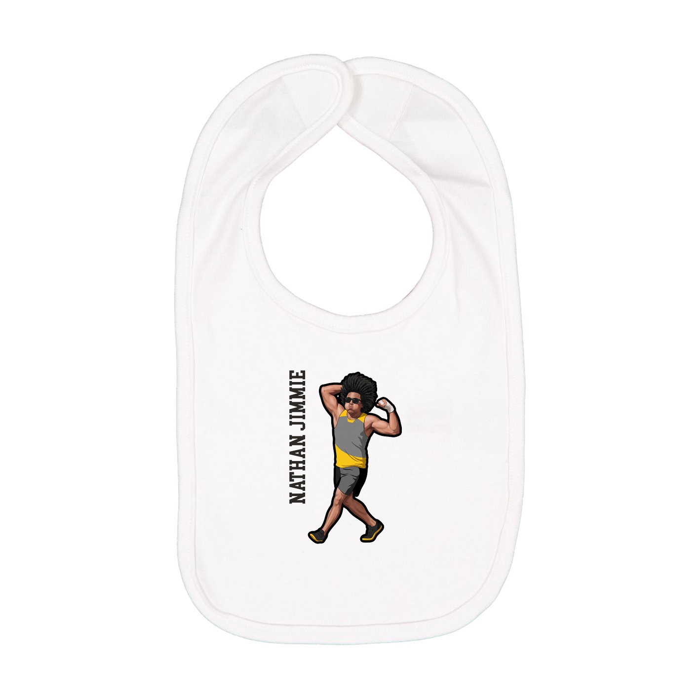 Infant Bib — Name Vertical in White
