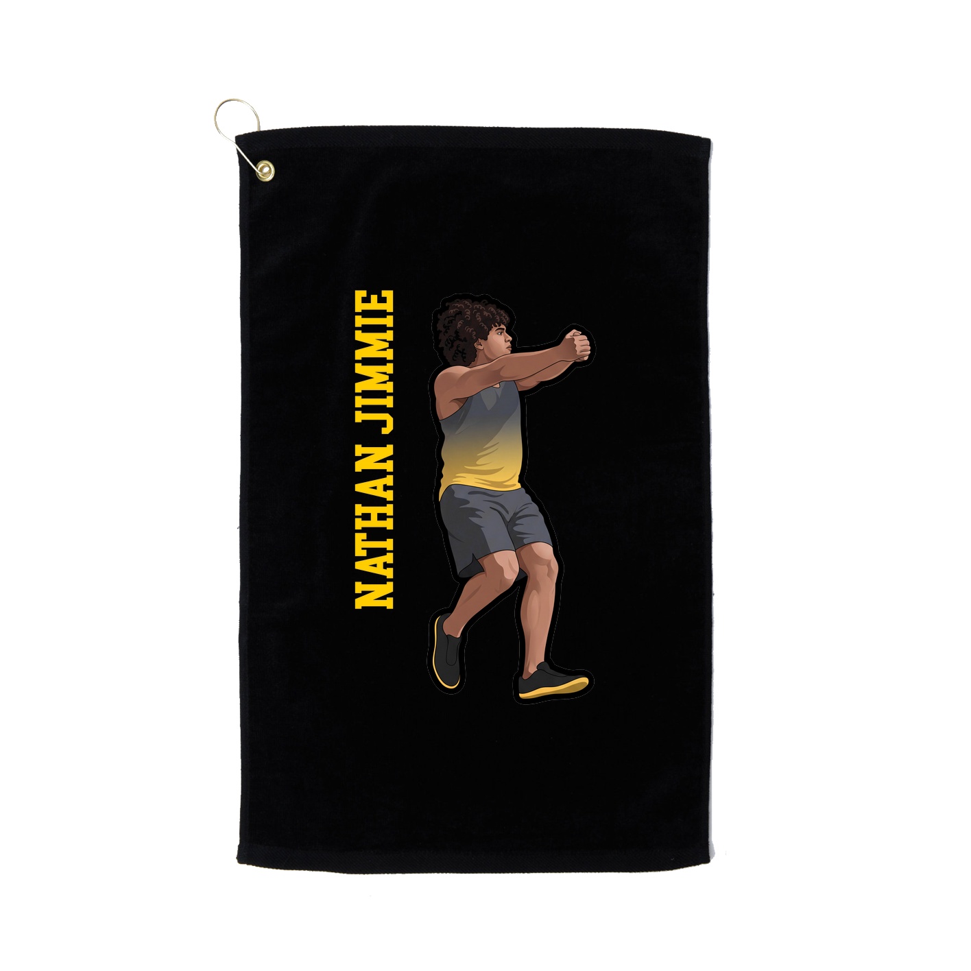 Golf Towel — Name Vertical in Black