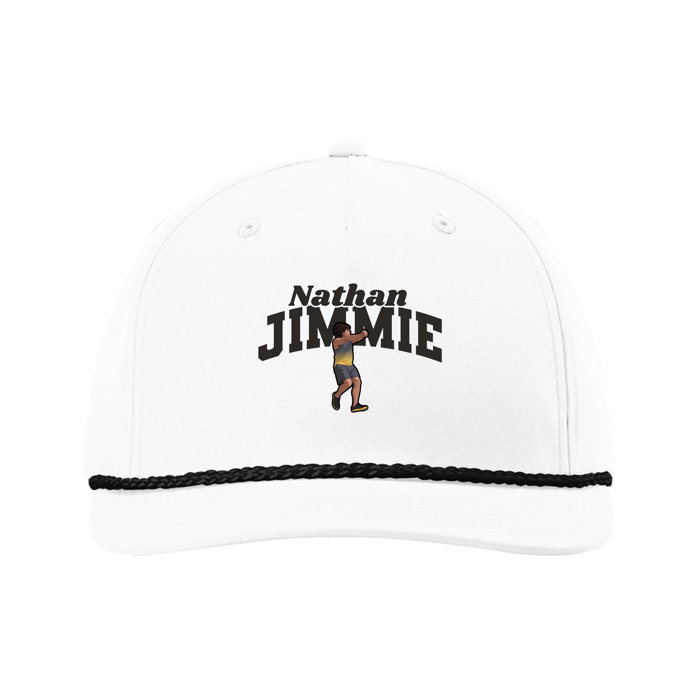 Five-Panel Classic Rope Cap — Signature Arch in White