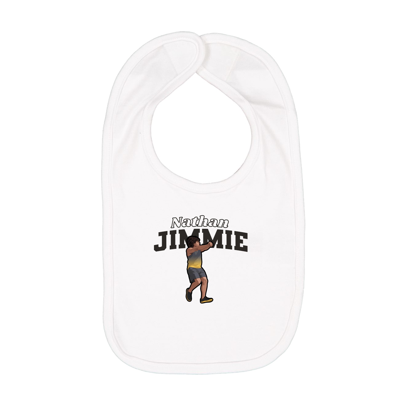Infant Bib — Name Arch in White