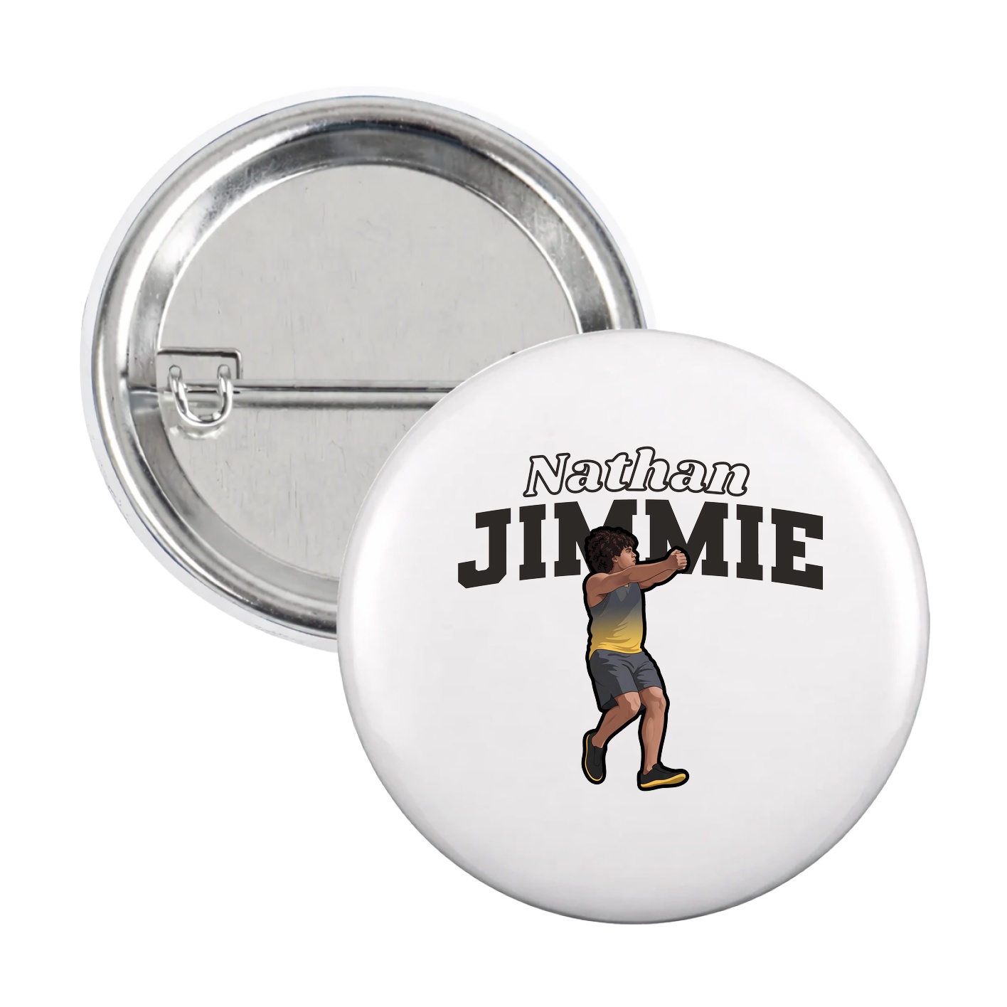 Game Day Button — Name Arch in White