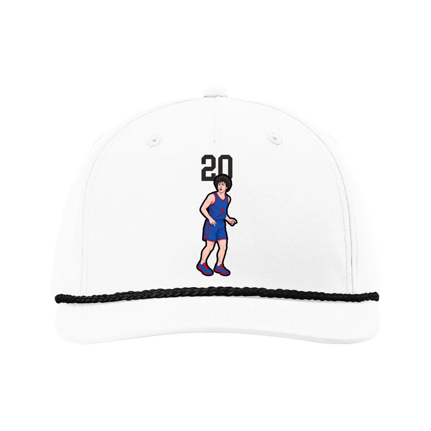 Five-Panel Classic Rope Cap — Number Top in White