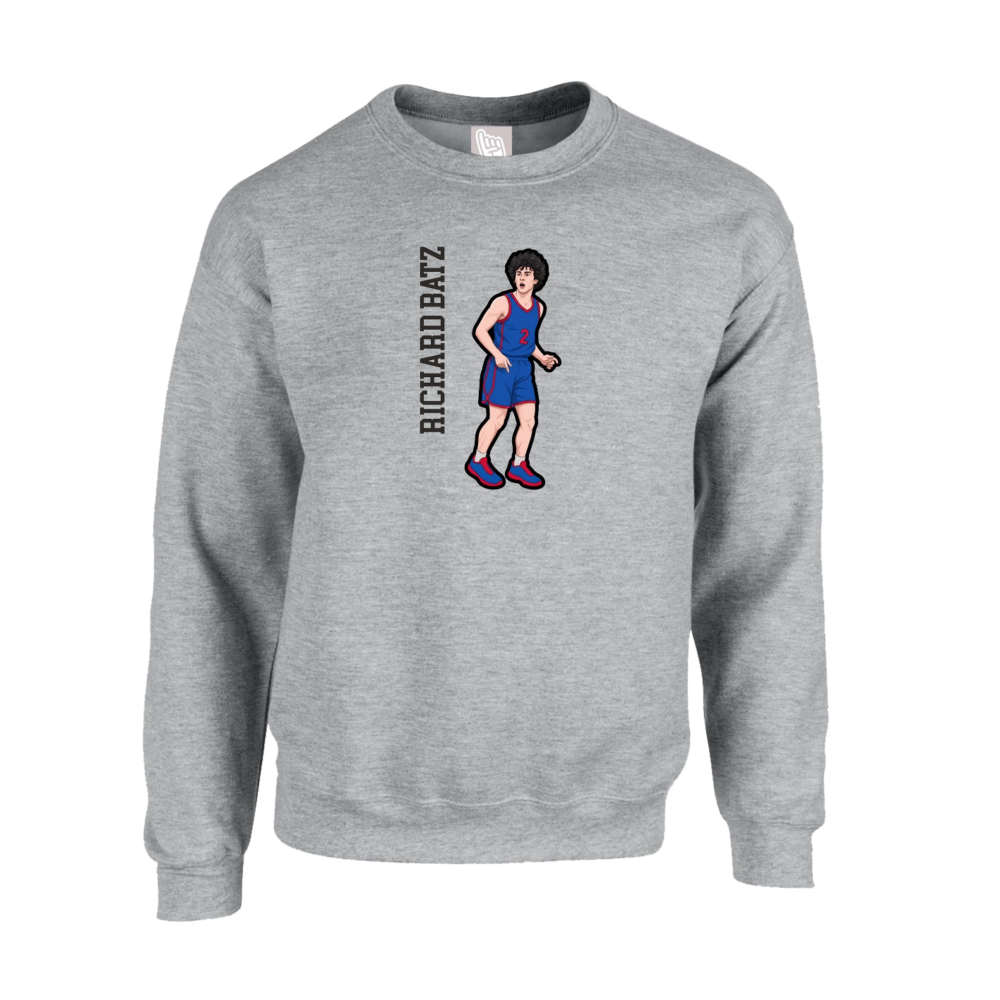 Fleece Crew — Name Vertical in Grey