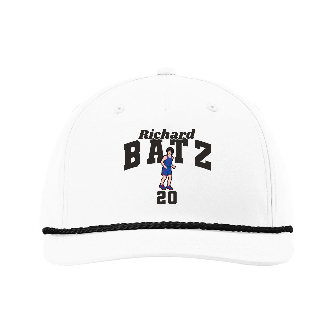 Five-Panel Classic Rope Cap — Signature Arch in White