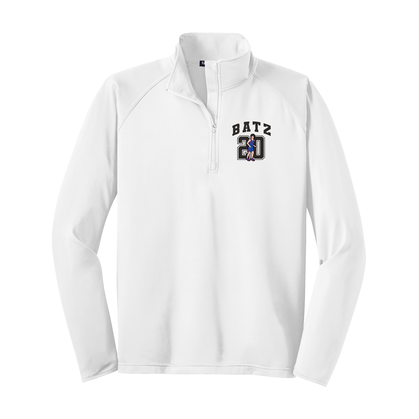 Q-Zip Pullover — Number in White