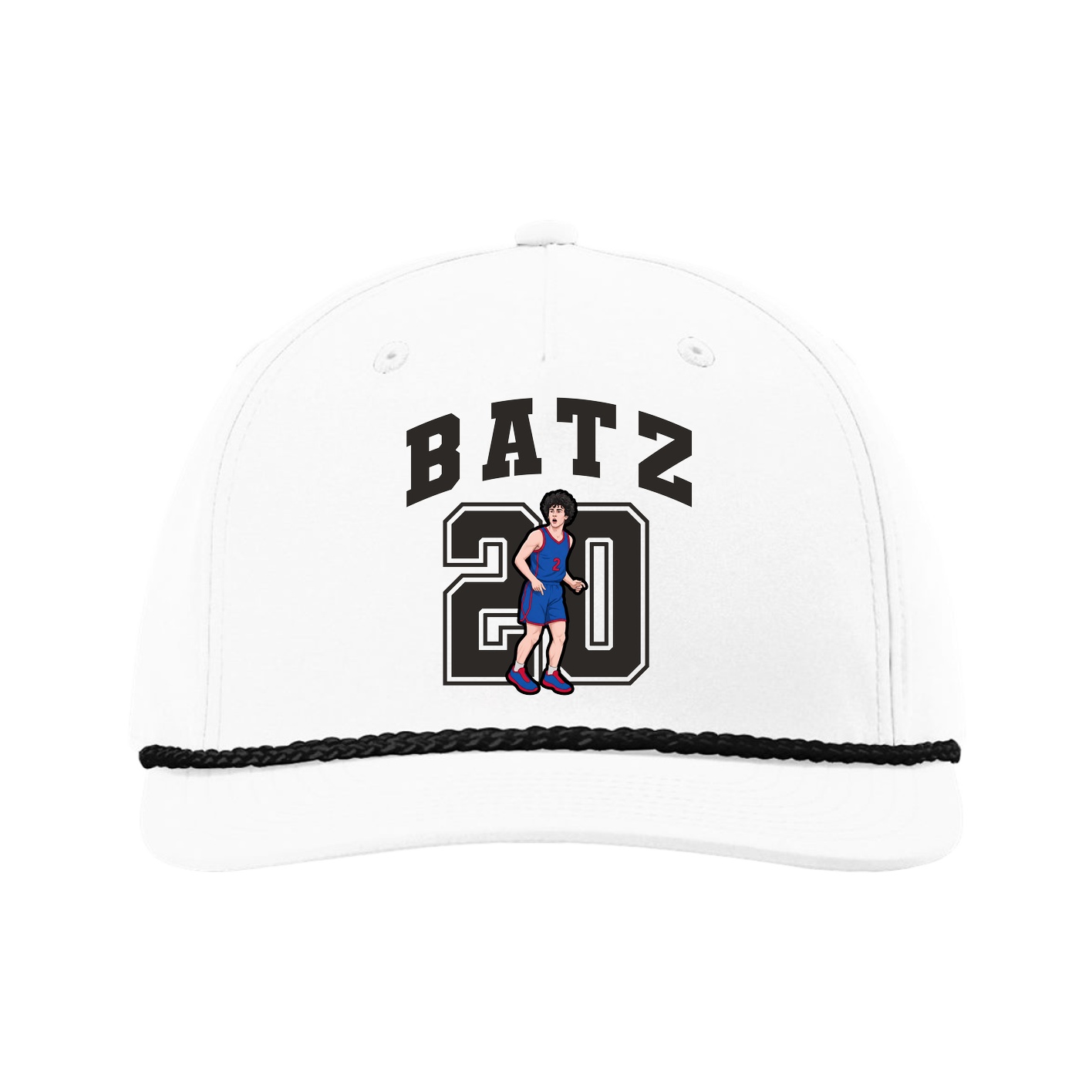 Five-Panel Classic Rope Cap — Number in White