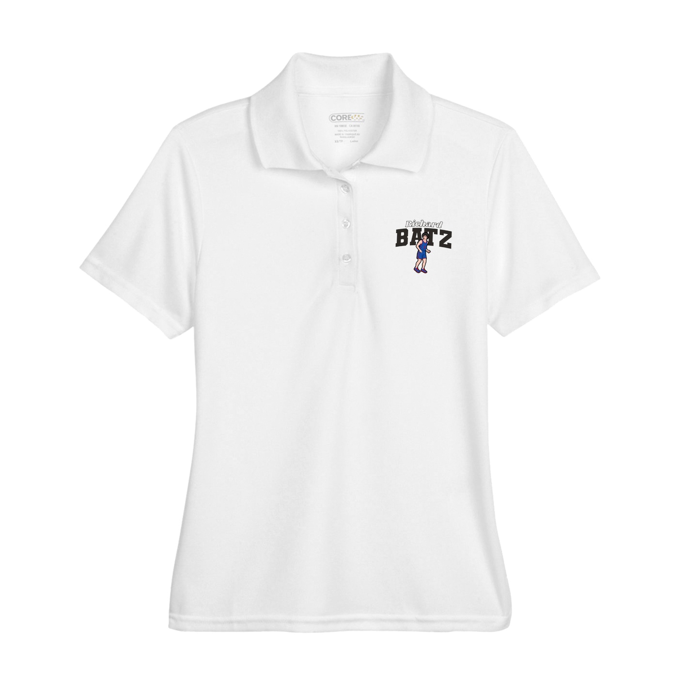 Womens Performance Polo — Name Arch in White