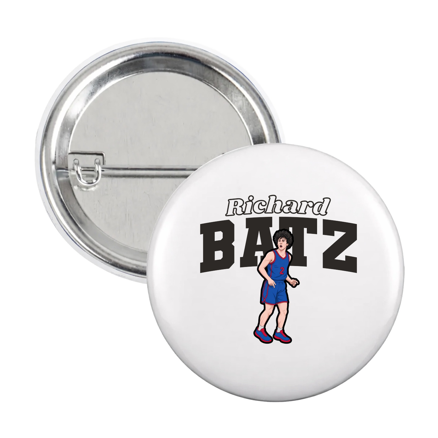 Game Day Button — Name Arch in White
