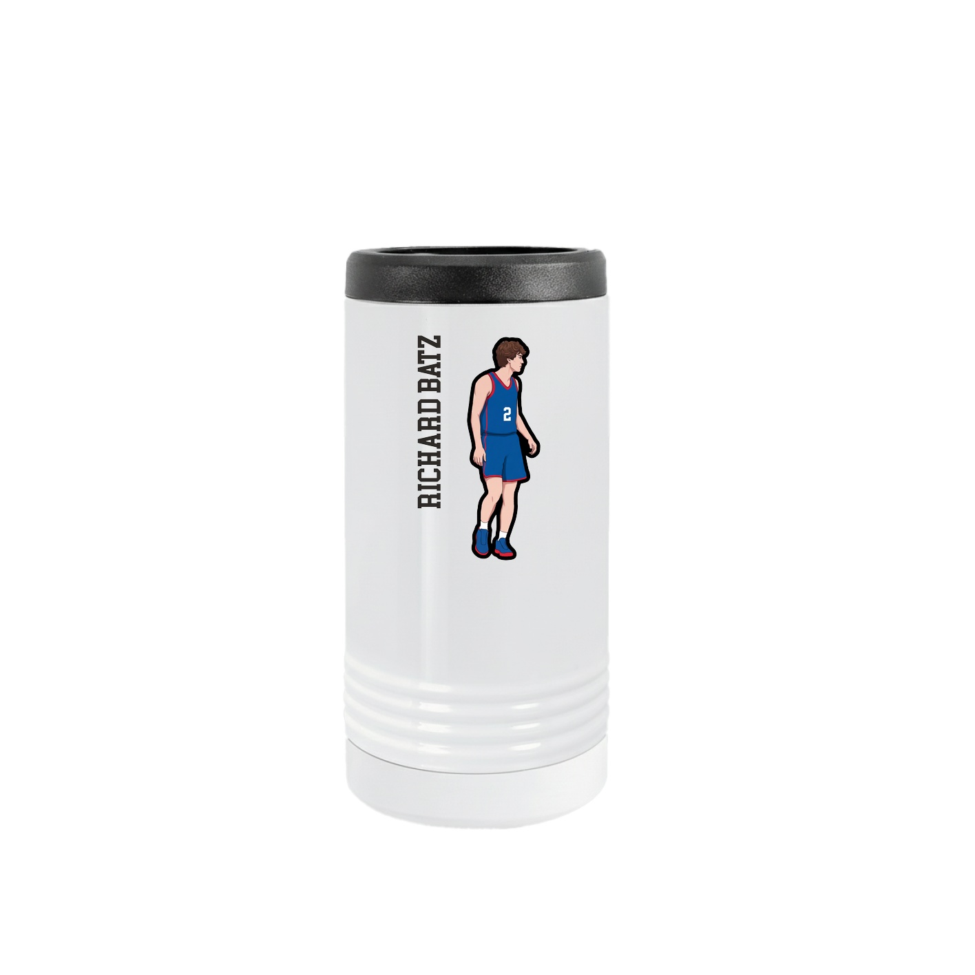 Slim Beverage Holder — Name Vertical in White