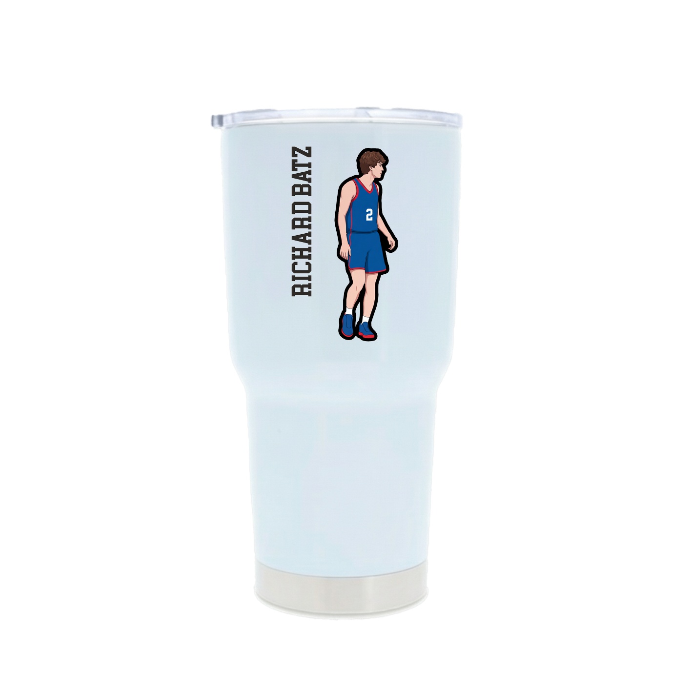 30oz Stainless Steel Tumbler — Name Vertical in White
