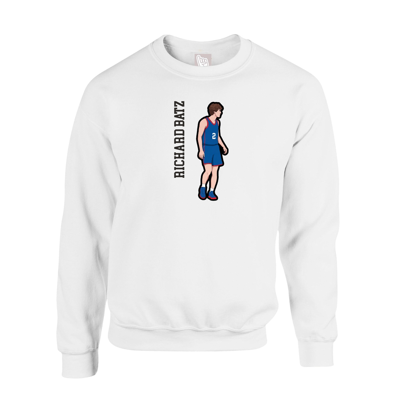 Fleece Crew — Name Vertical in White