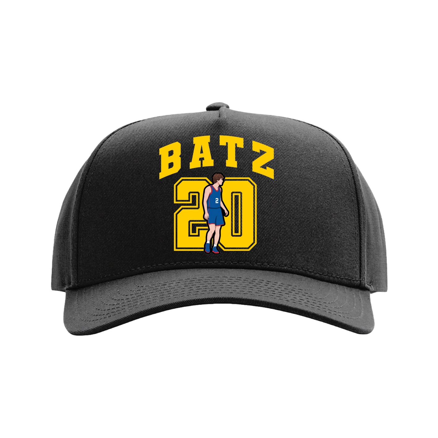Full Fabric Five-Panel Champ Cap — Number in Black