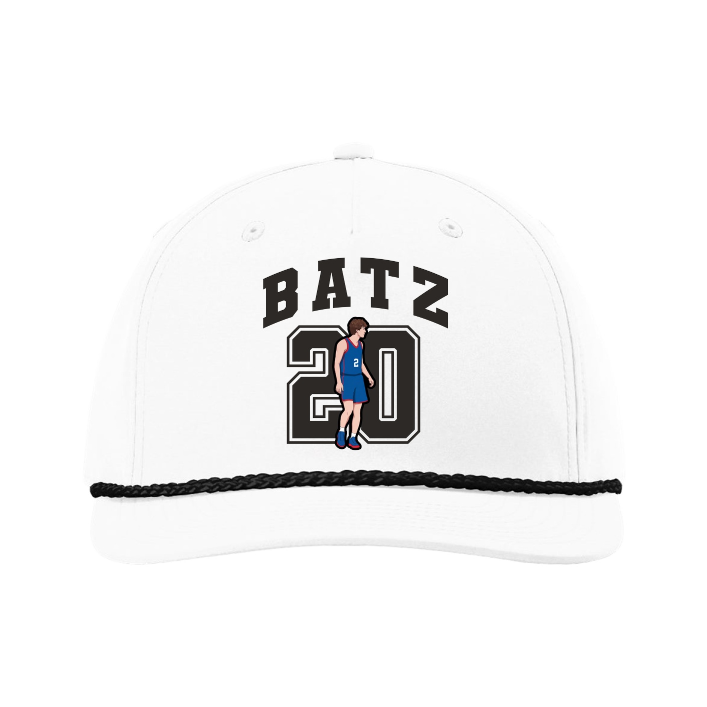 Five-Panel Classic Rope Cap — Number in White