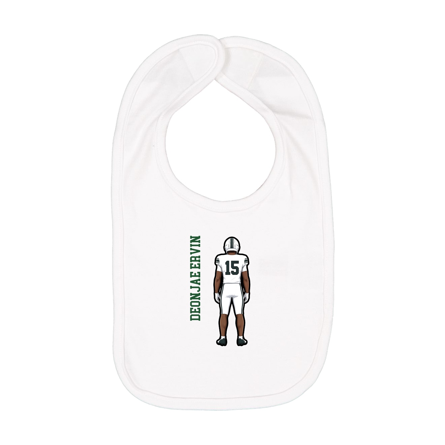 Infant Bib — Name Vertical in White