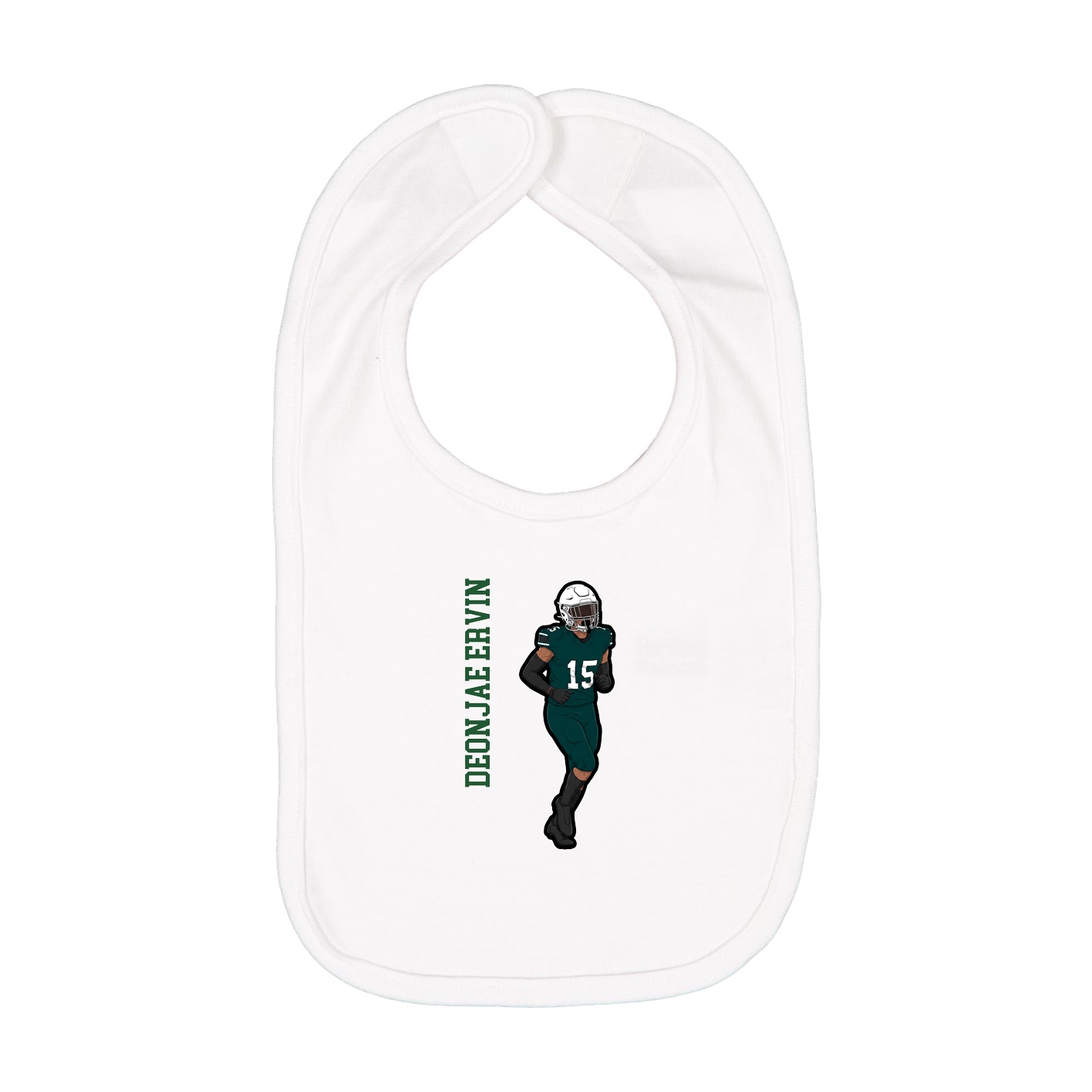 Infant Bib — Name Vertical in White